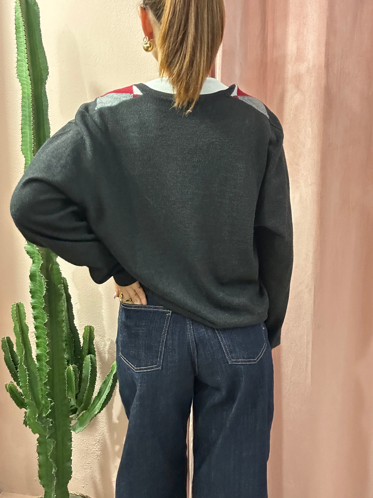 Maglione college quadri in lana