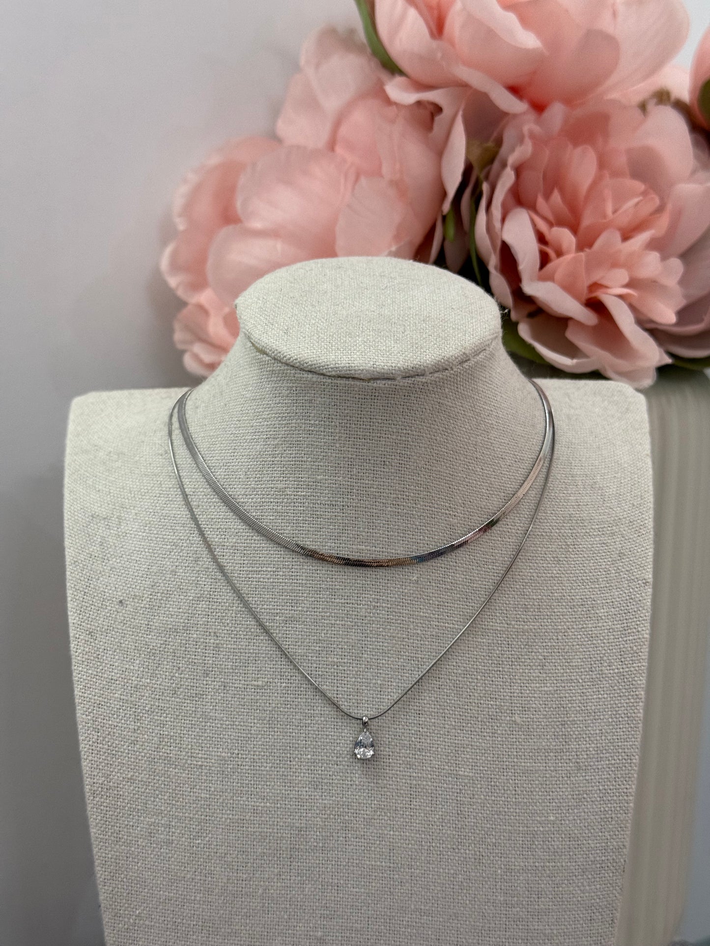 Collana doppia con punto luce gold/silver