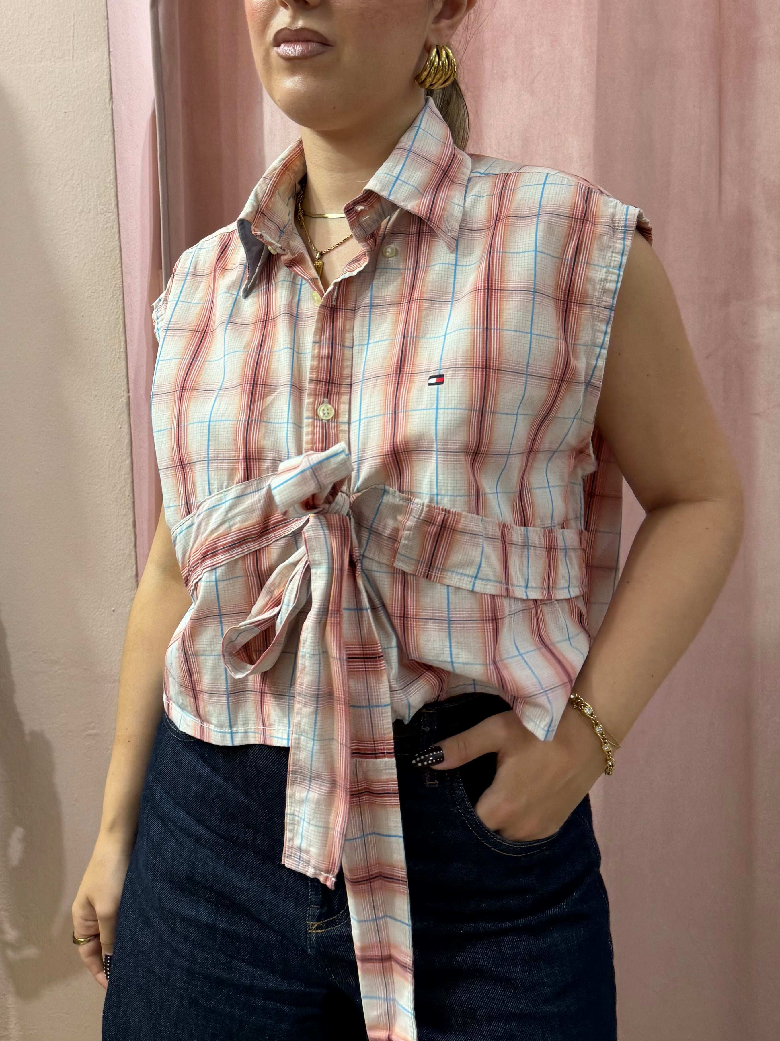 Camicia Tommy Hilfiger upcycling fiocco a quadri