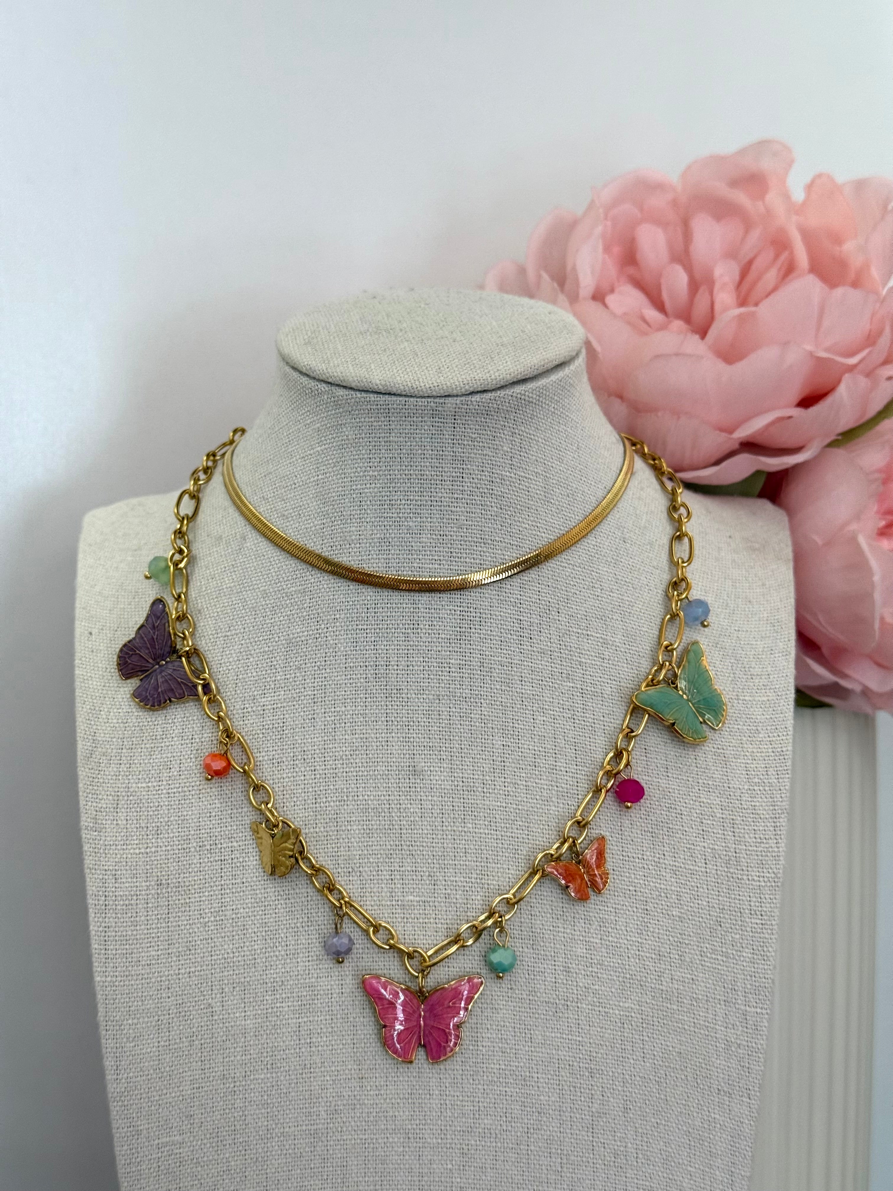 Collana multicharm farfalle