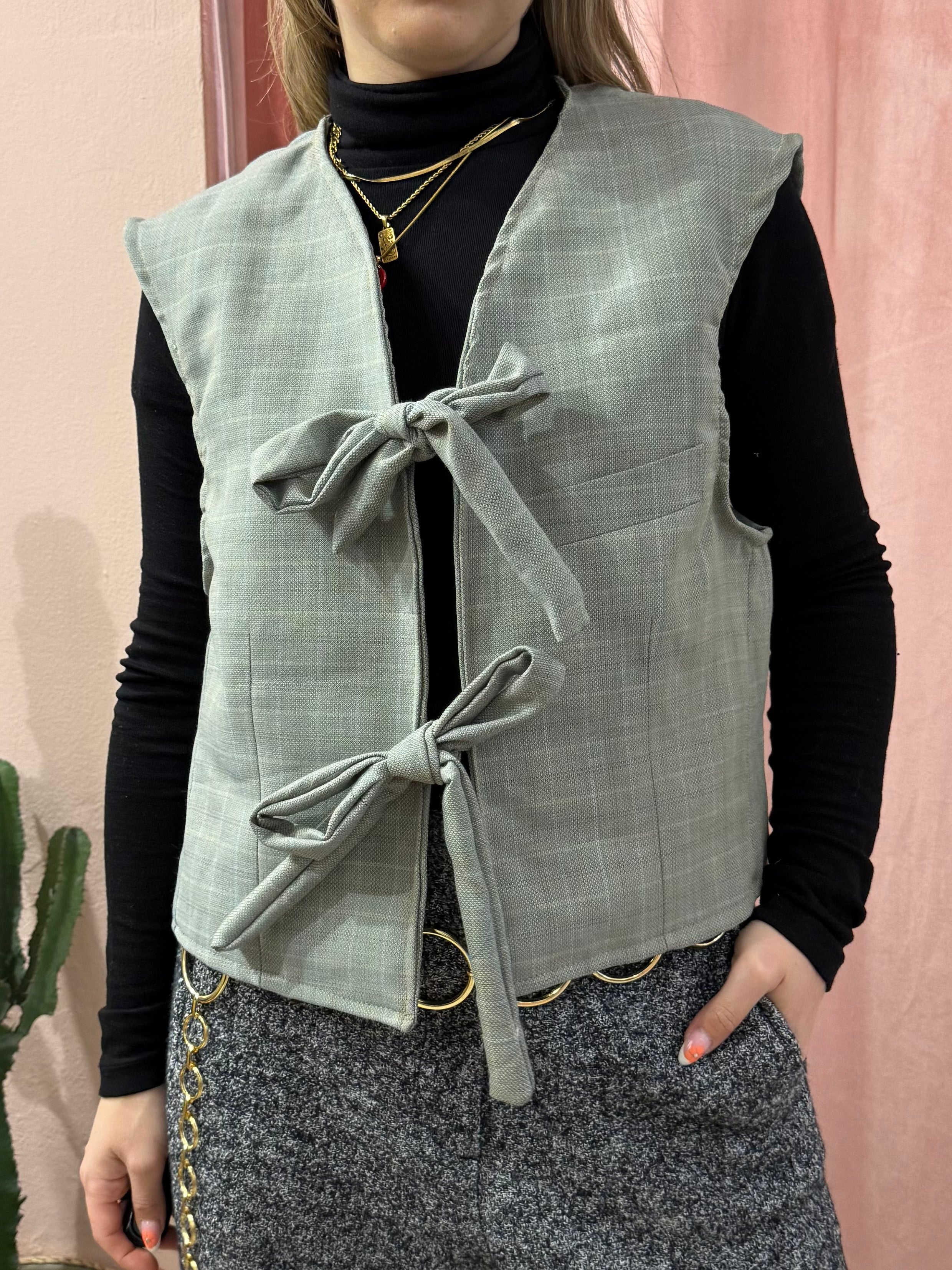 Gilet upcycling fiocchi principe di Galles