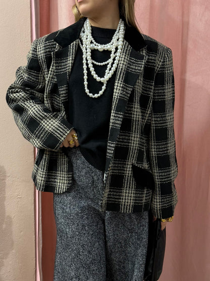 Blazer quadri bianco e nero