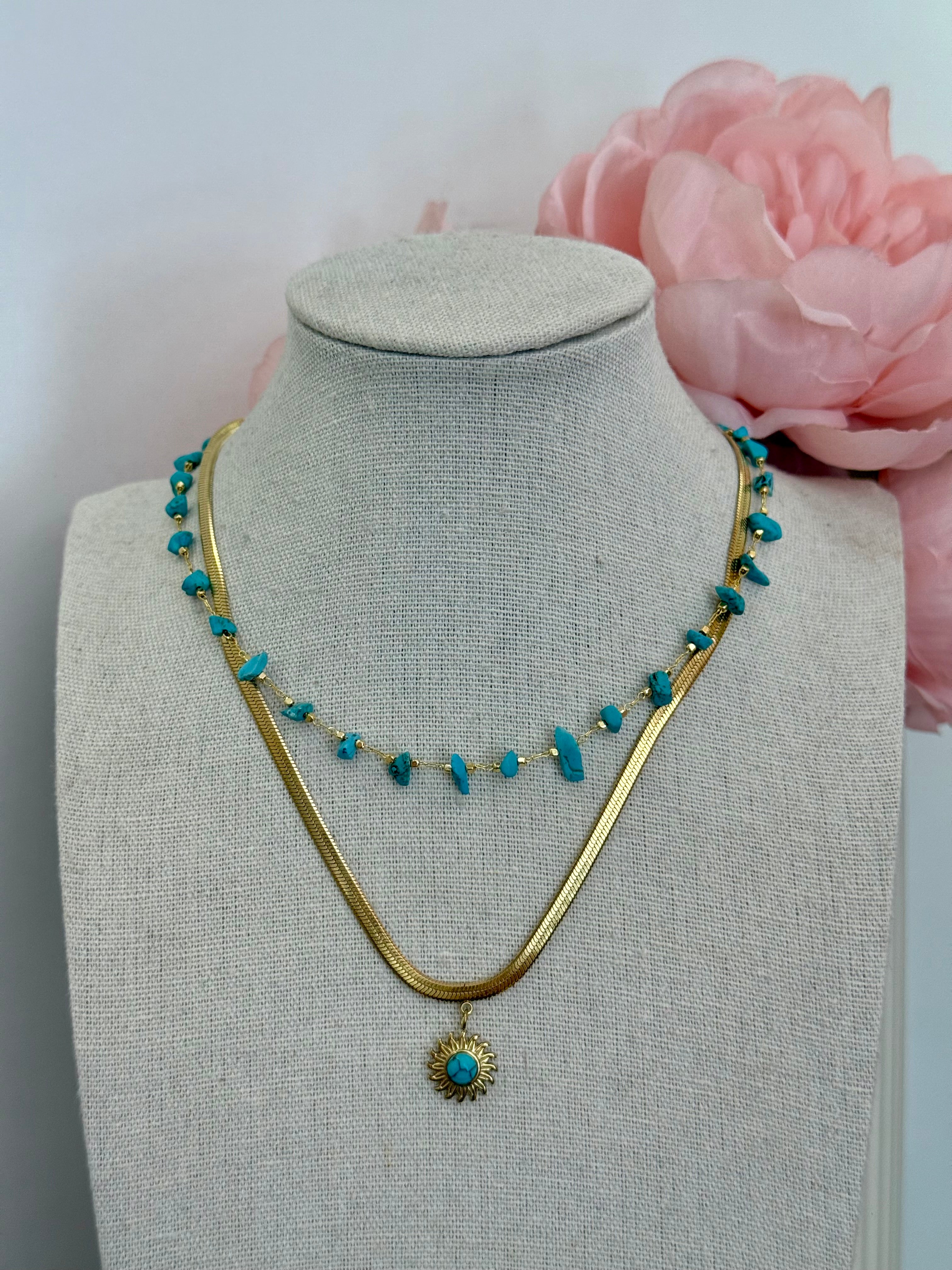 Collana snake con sole turchese