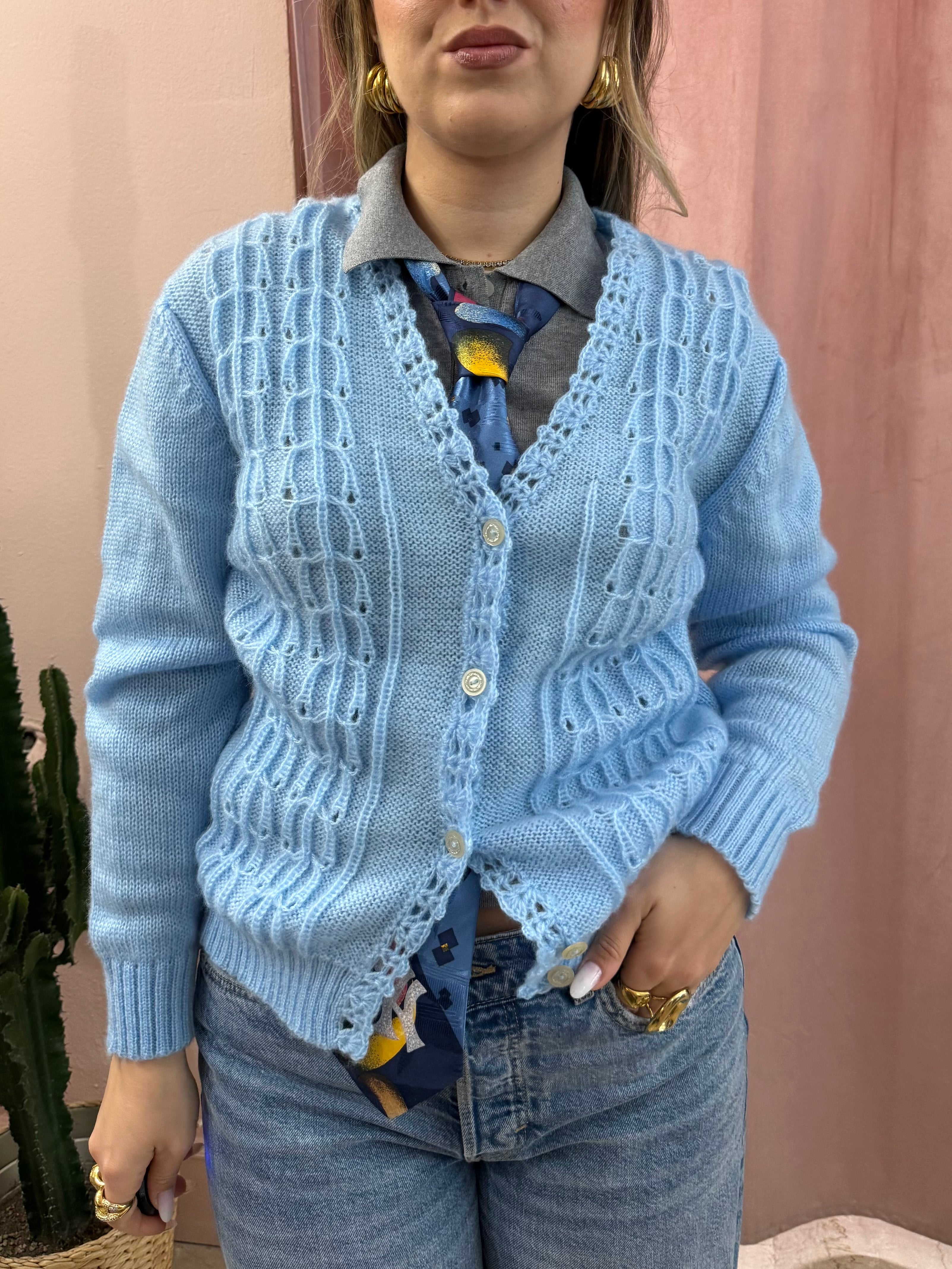 cardigan azzurro baby