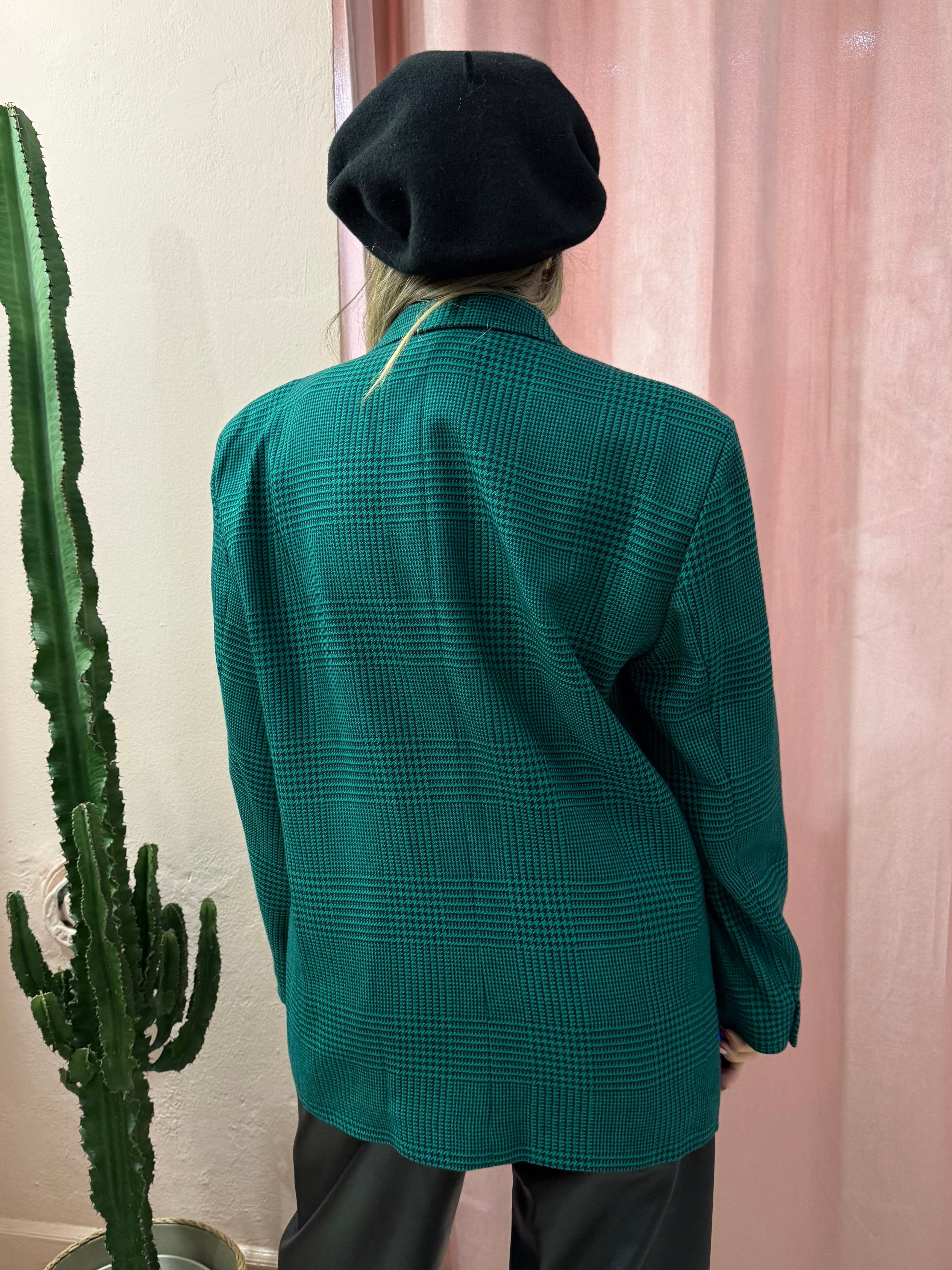 Blazer vintage Principe di Galles verde