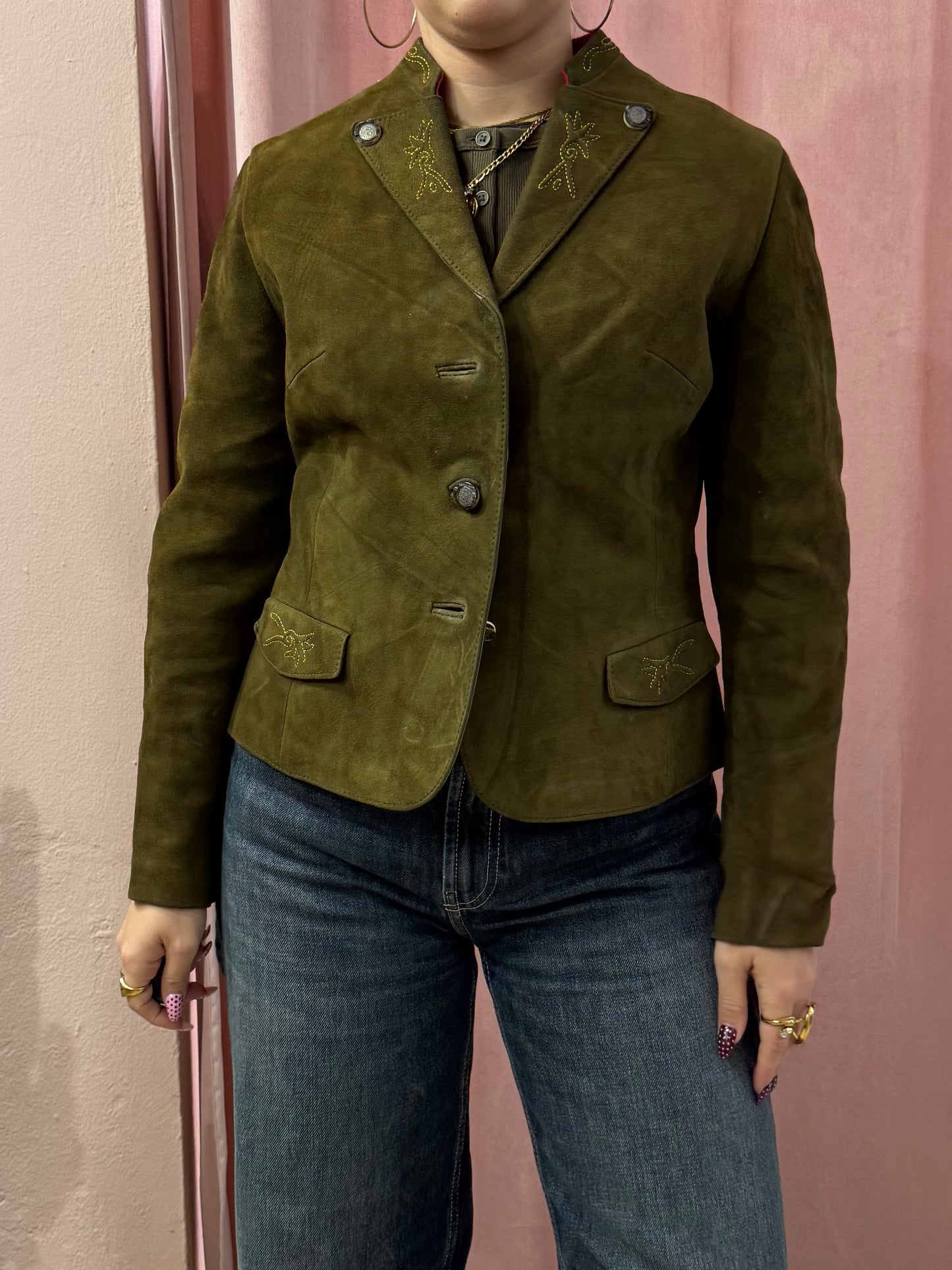 Giacca in vera pelle verdone