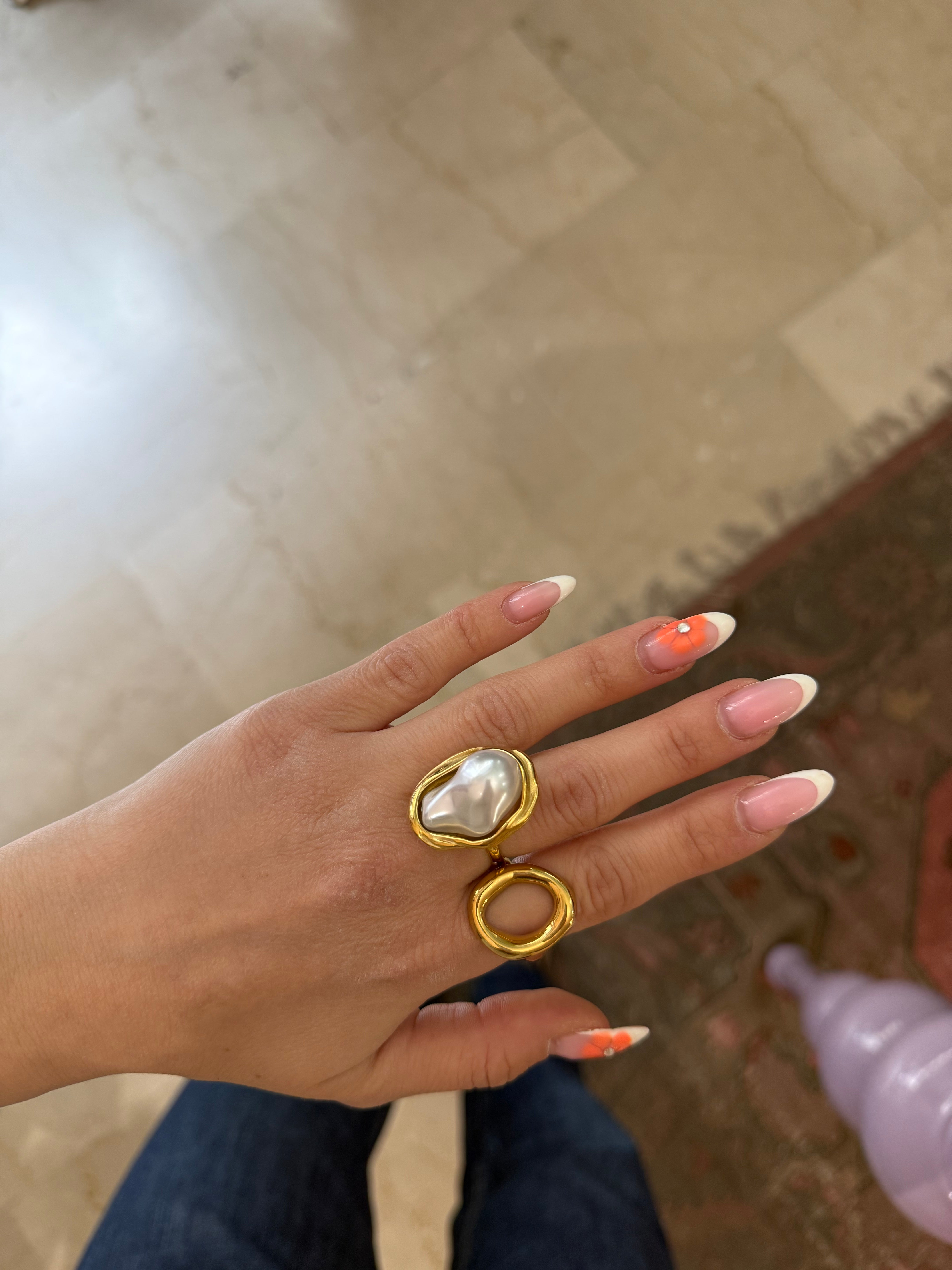 Anello “Perla” gold/ silver