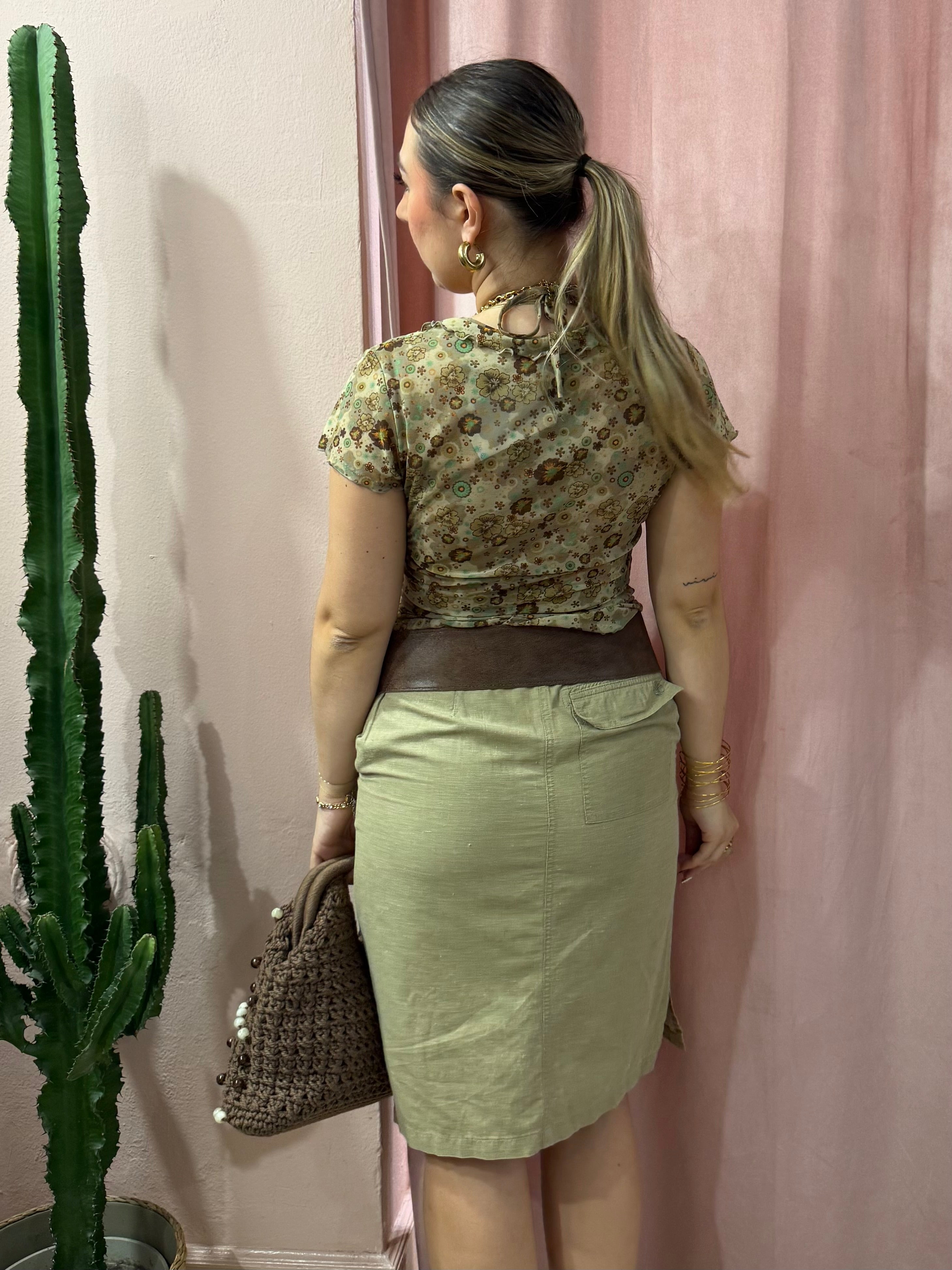 Top 00s verde fantasia a fiori