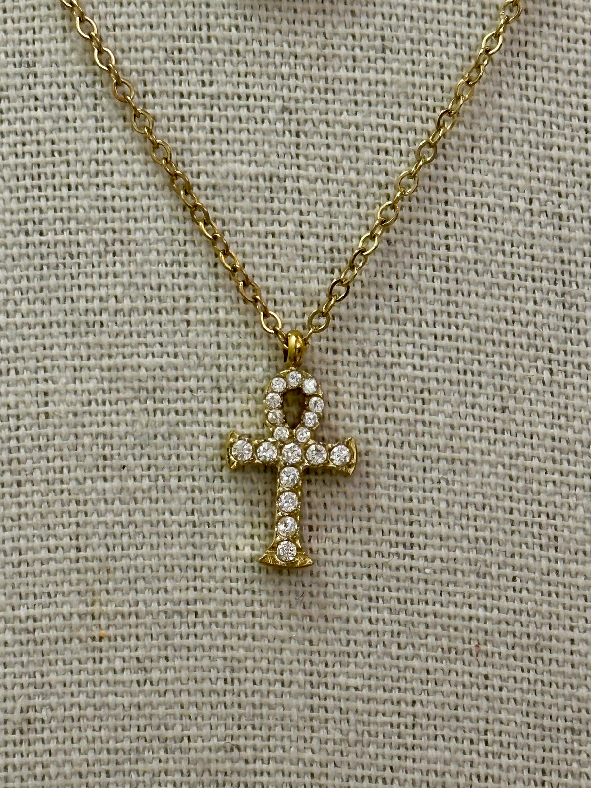 collana croce egizia con strass