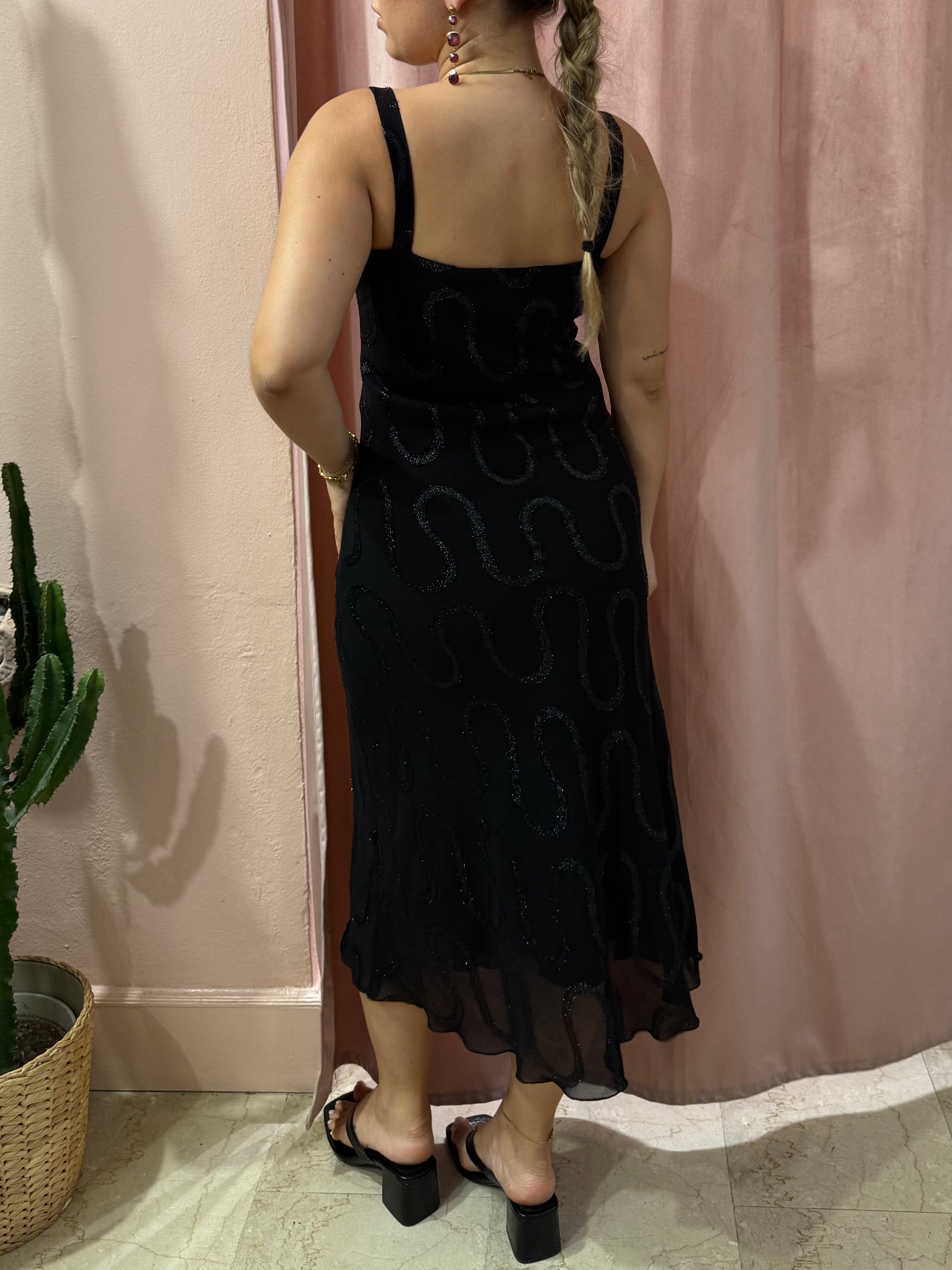 Vestito nero con inserti in lurex