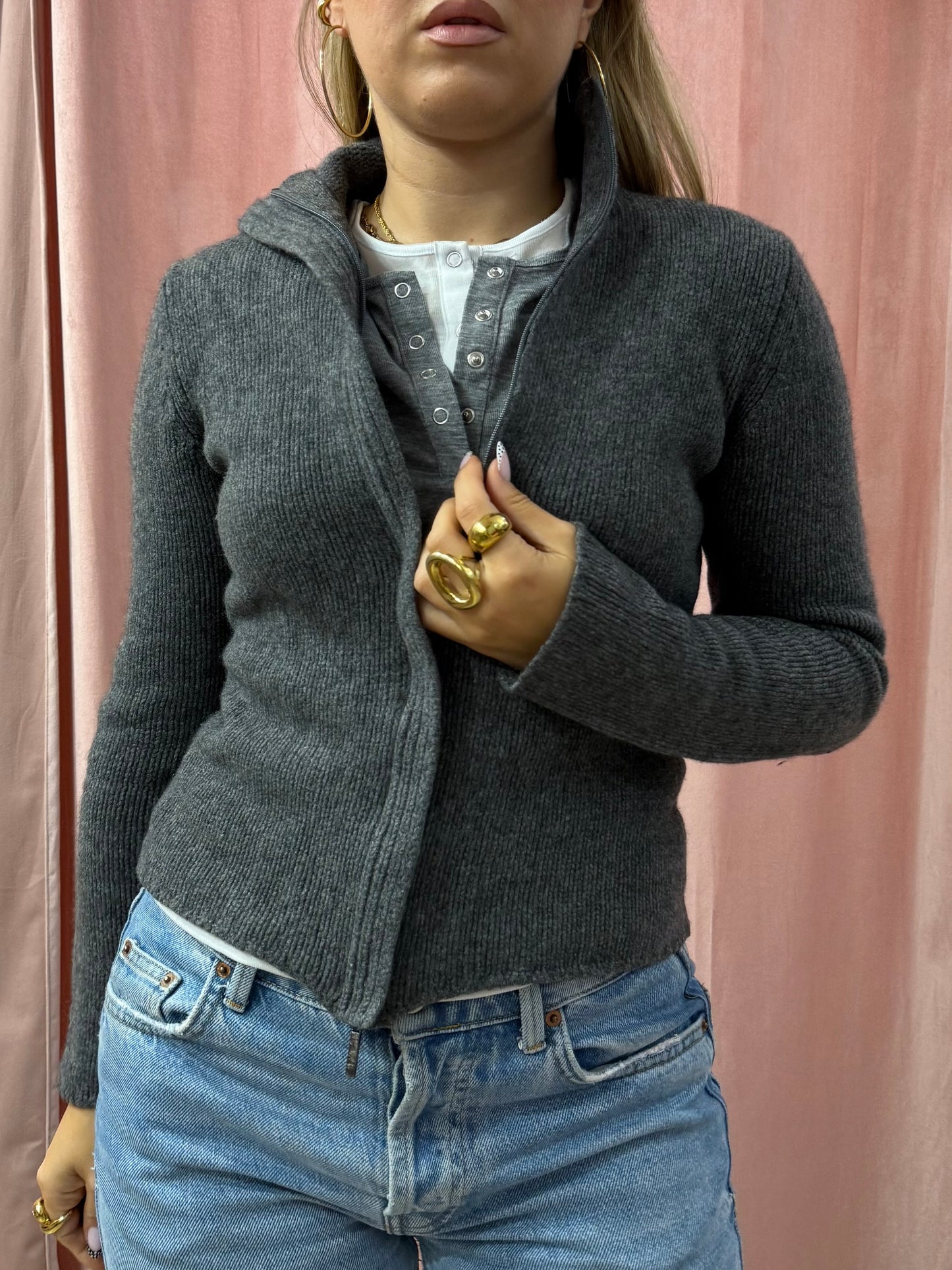 Maglione Max Mara con zip misto cashmere