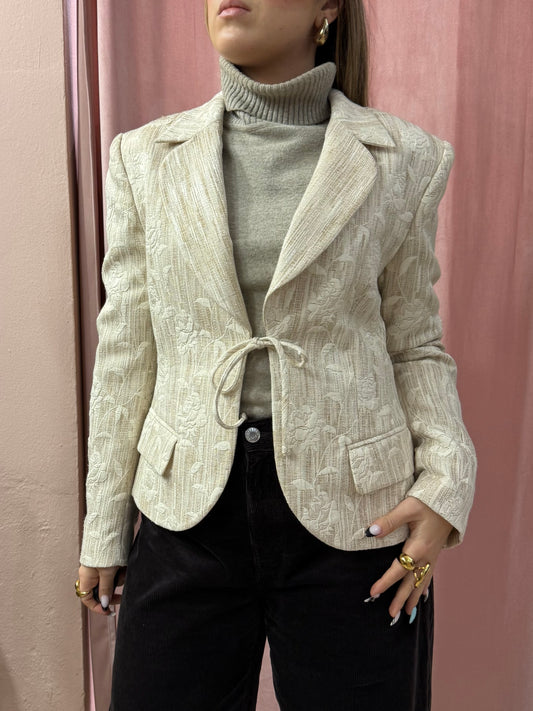 Blazer panna trama jacquard
