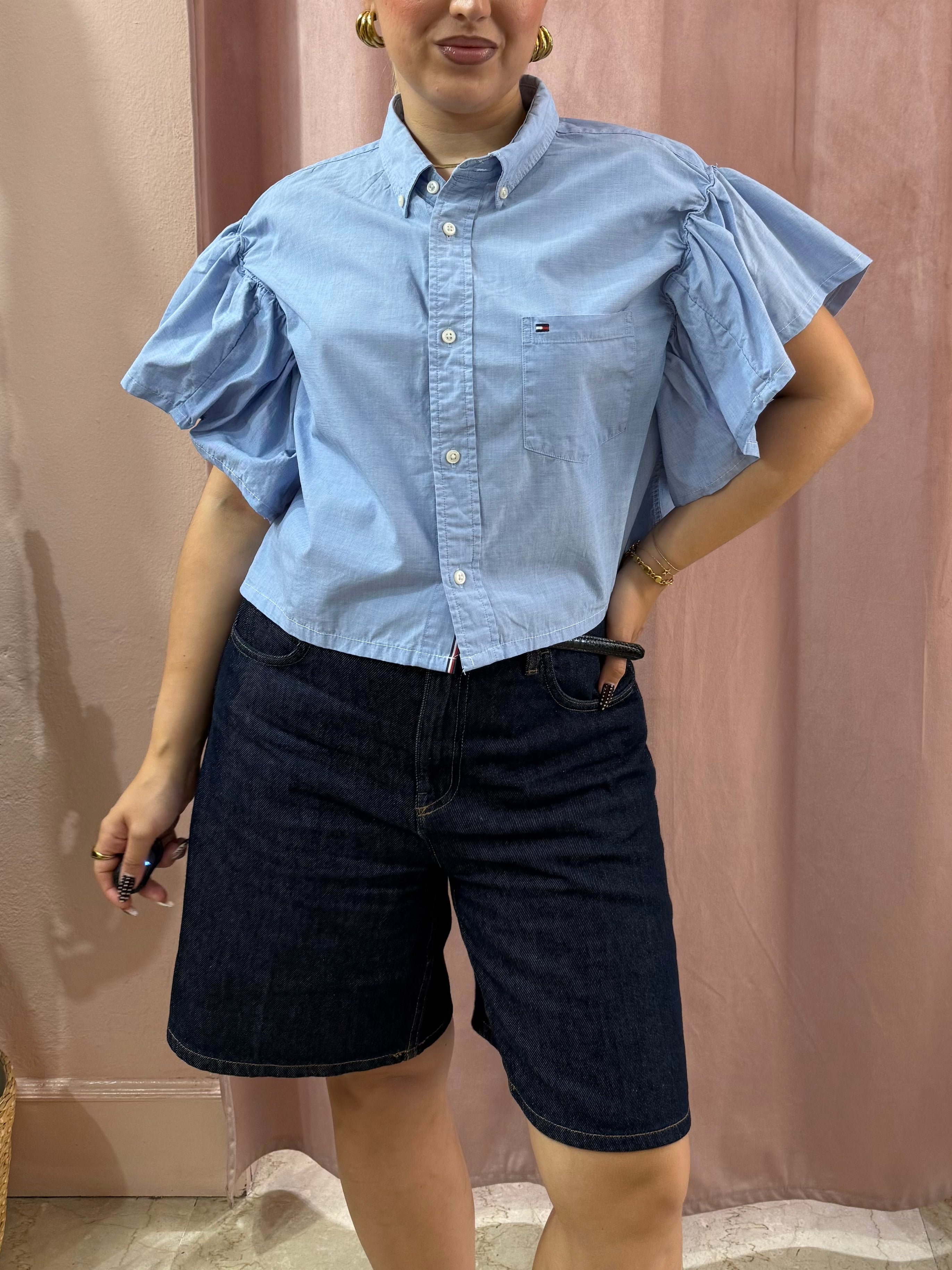 Camicia Tommy Hilfiger upcycling azzurra