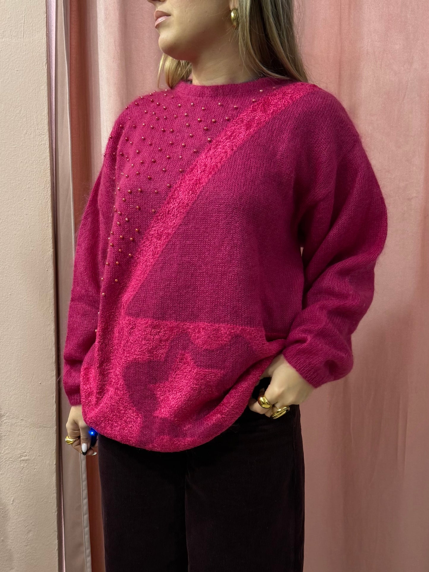 Maglione fucsia in lana