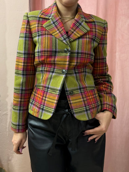Blazer tartan sul fucsia