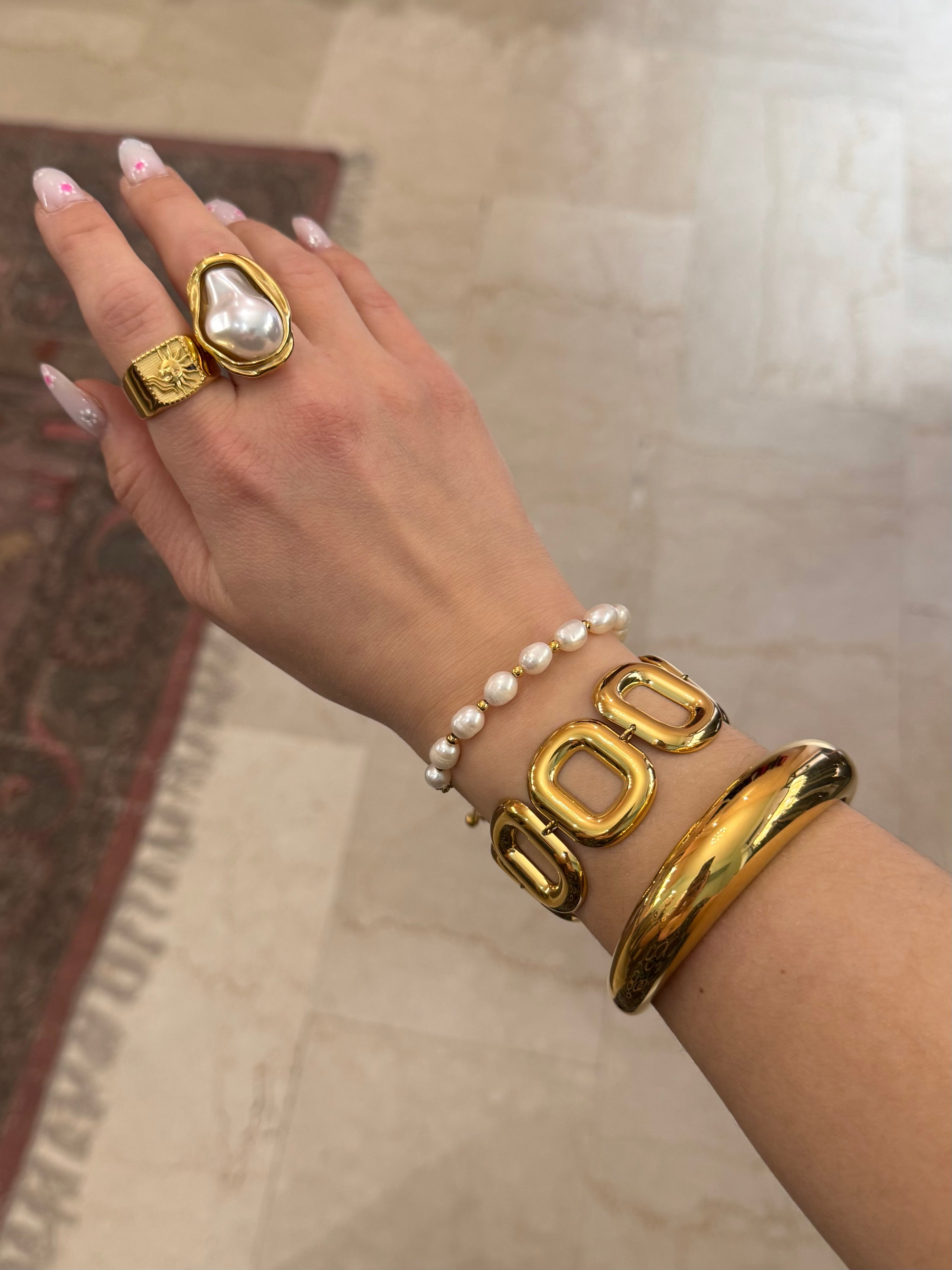 Anello “Perla” gold/ silver