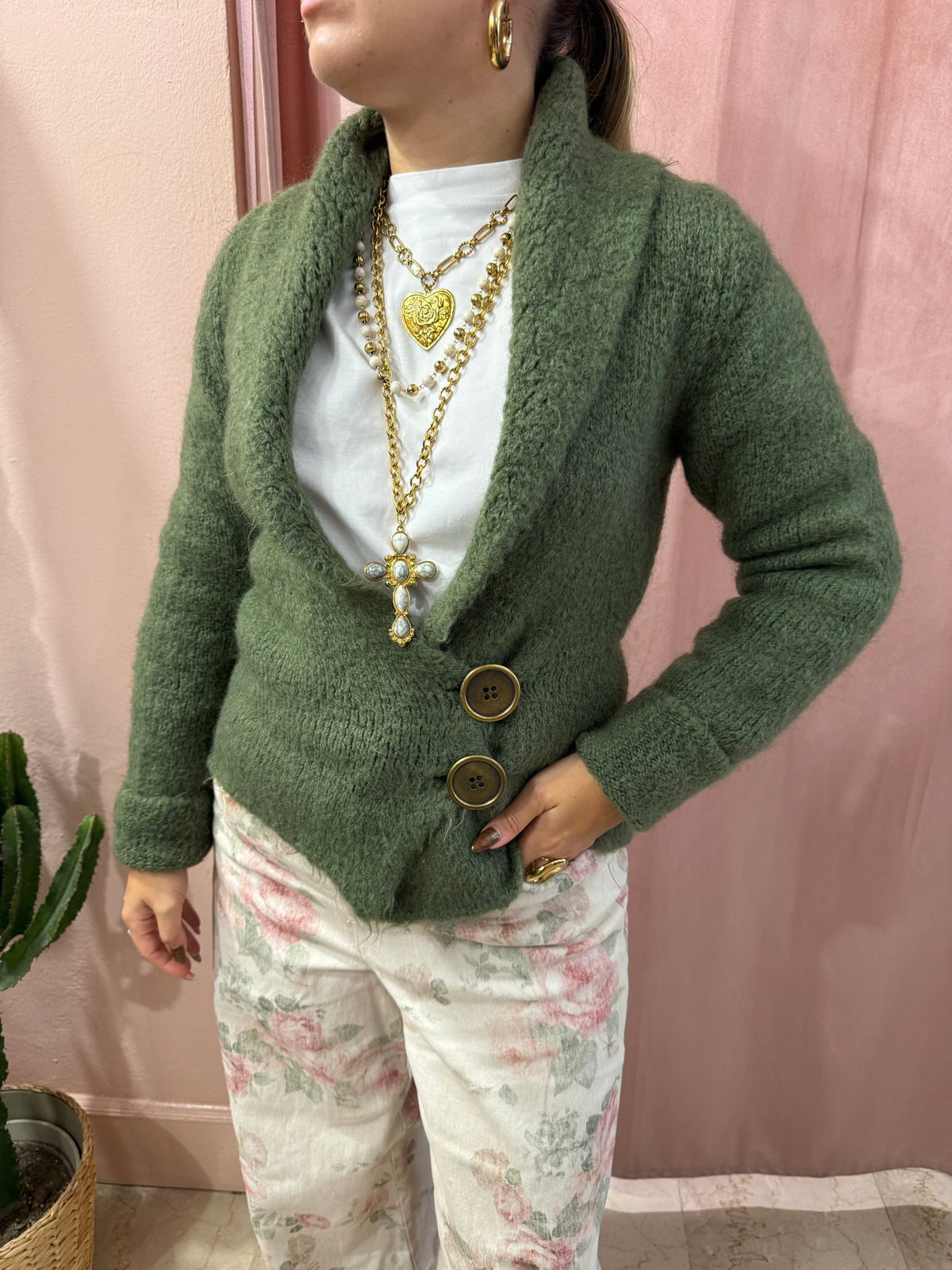 Cardigan verde militare