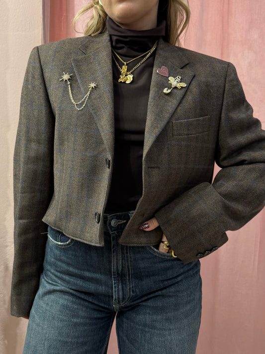 Blazer principe di Galles marrone
