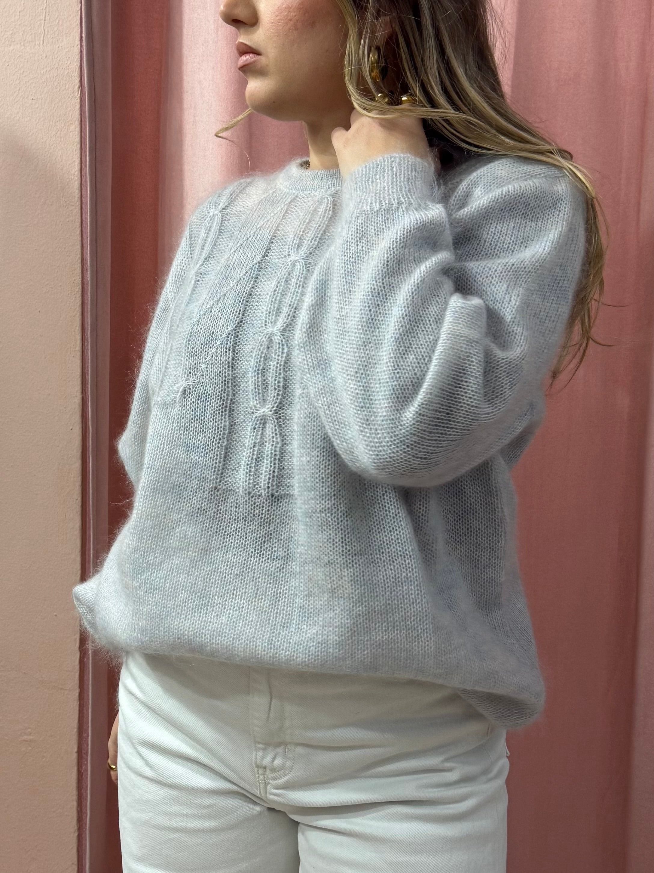 Maglione in lana extra fine azzurro chiaro