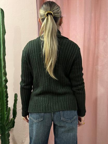 Cardigan verde 00s applicazioni fiori