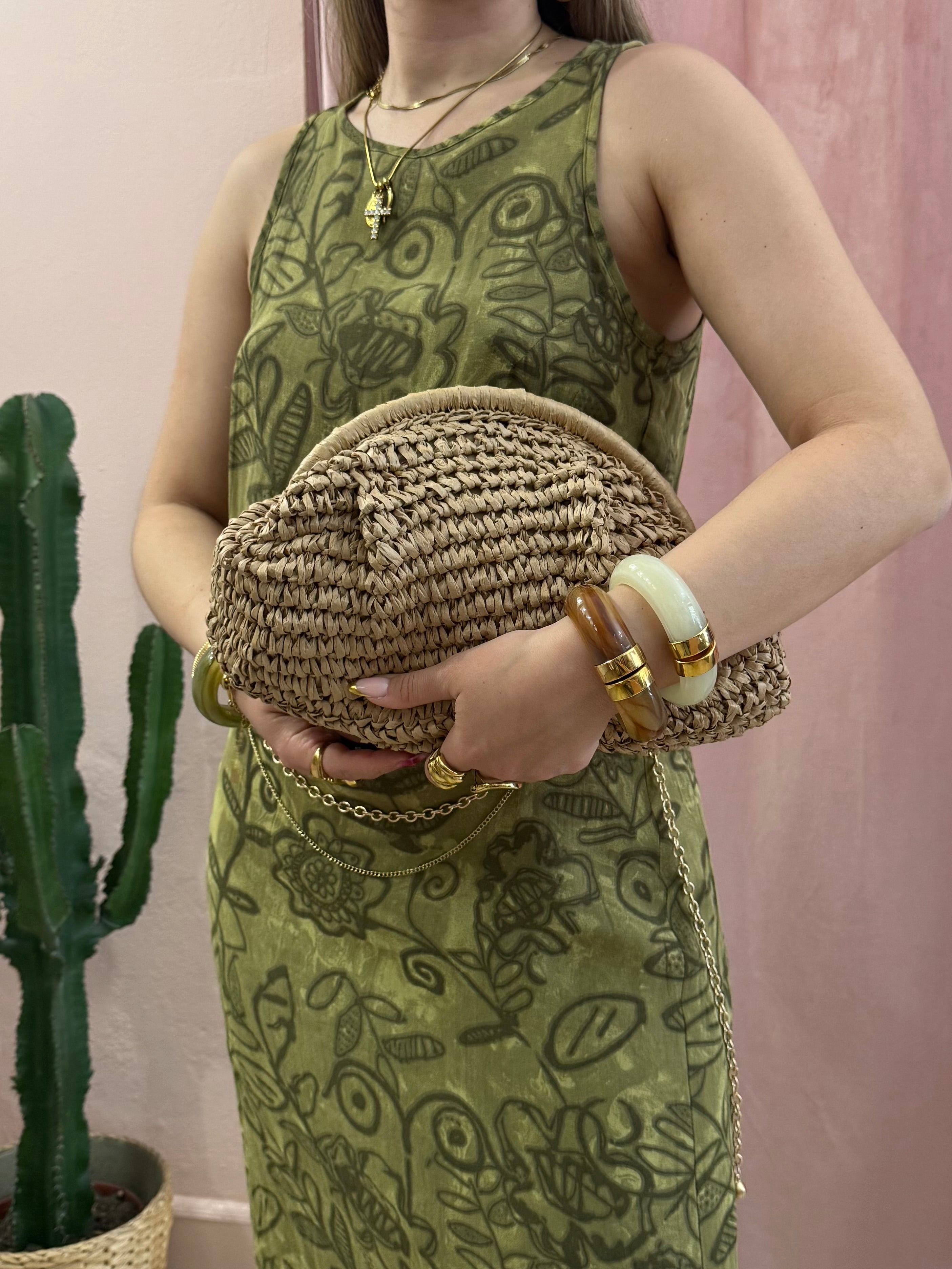 Pochette in paglia brown