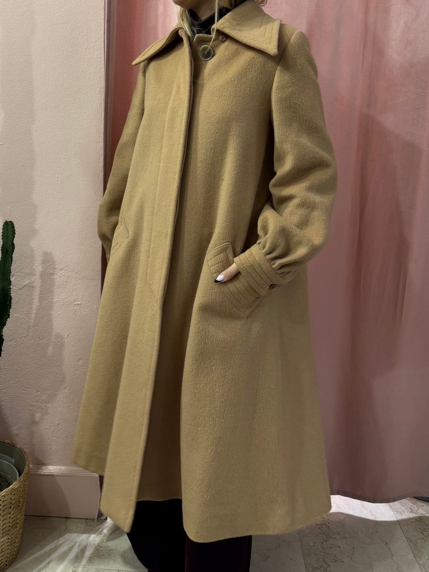 Cappotto cammello maniche a sbuffo