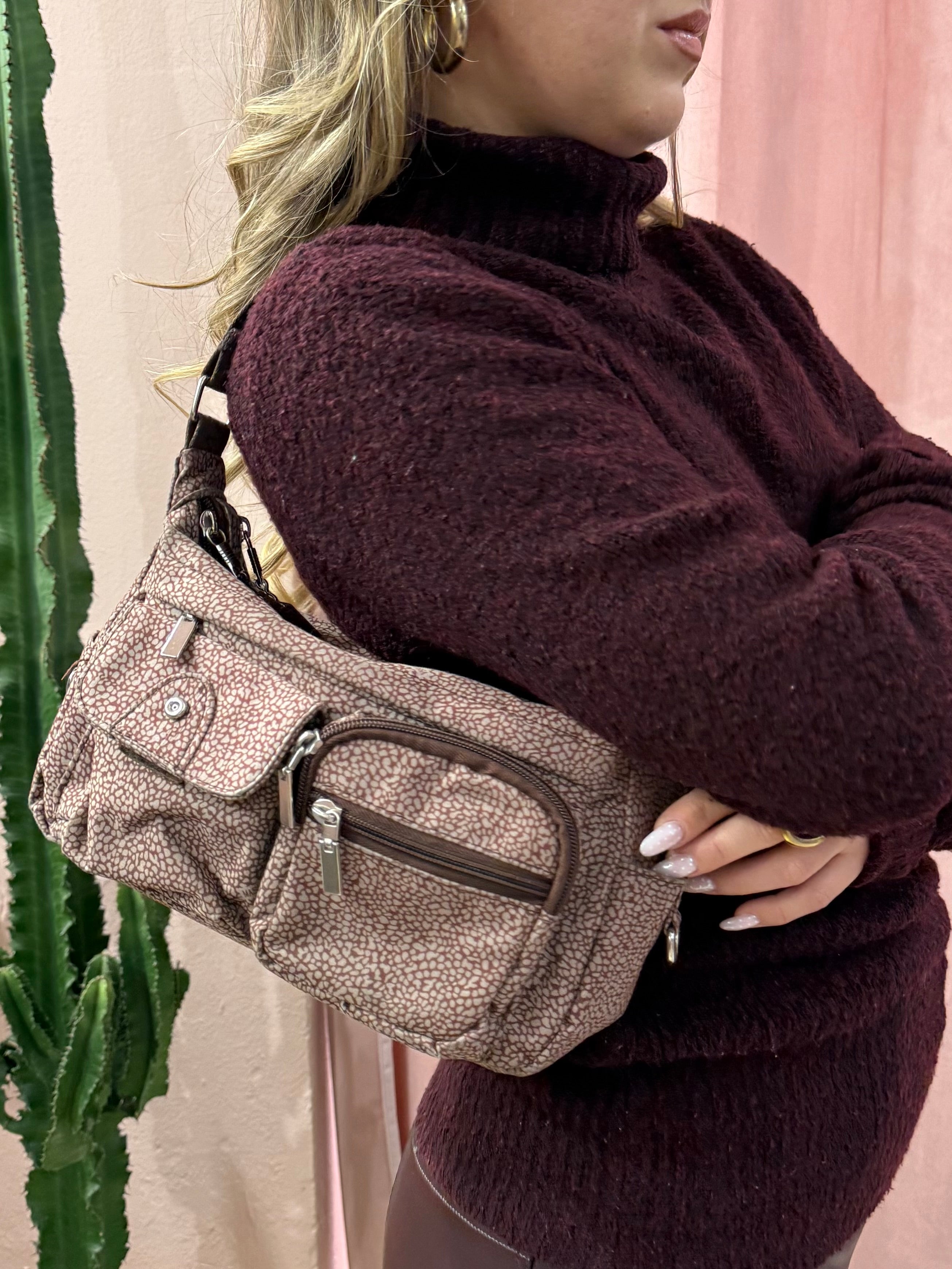 Borsa in tela 00s burgundy