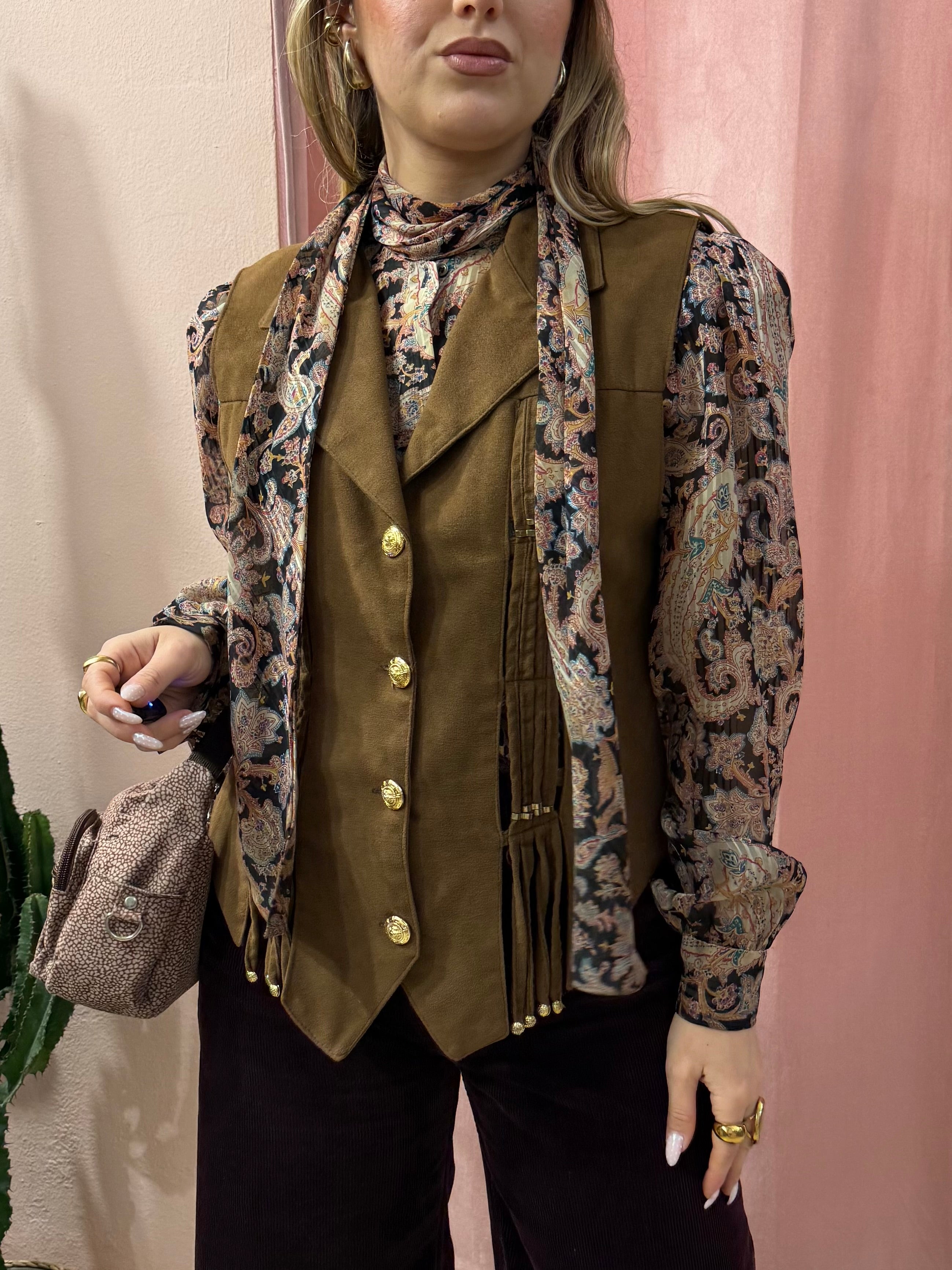 Gilet smanicato effetto scamosciato