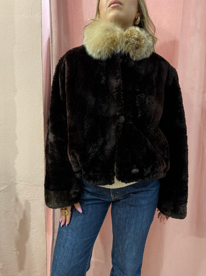 Pelliccia in castoro con collo in volpe