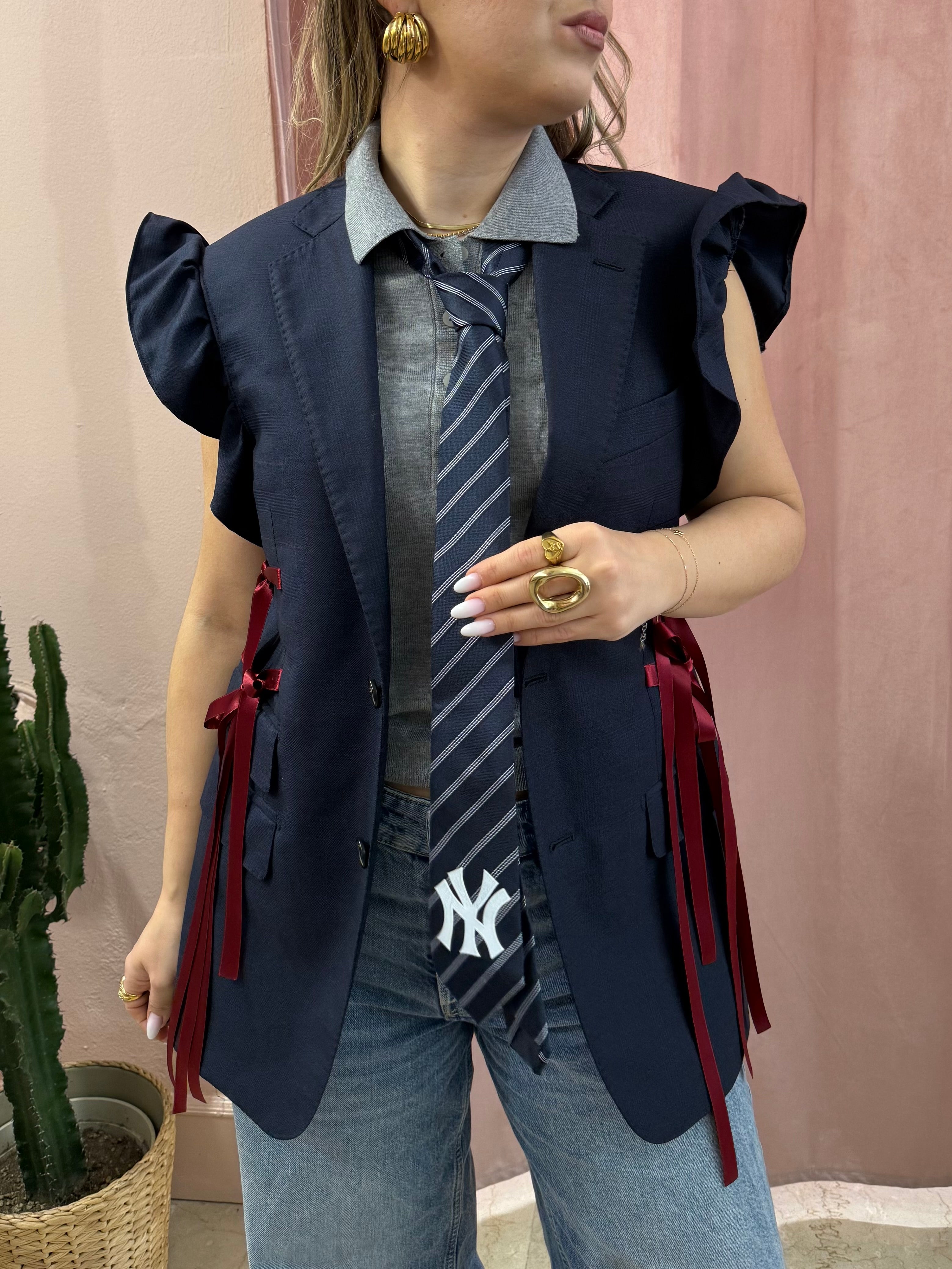 Cravatta New Yankees blu a righe