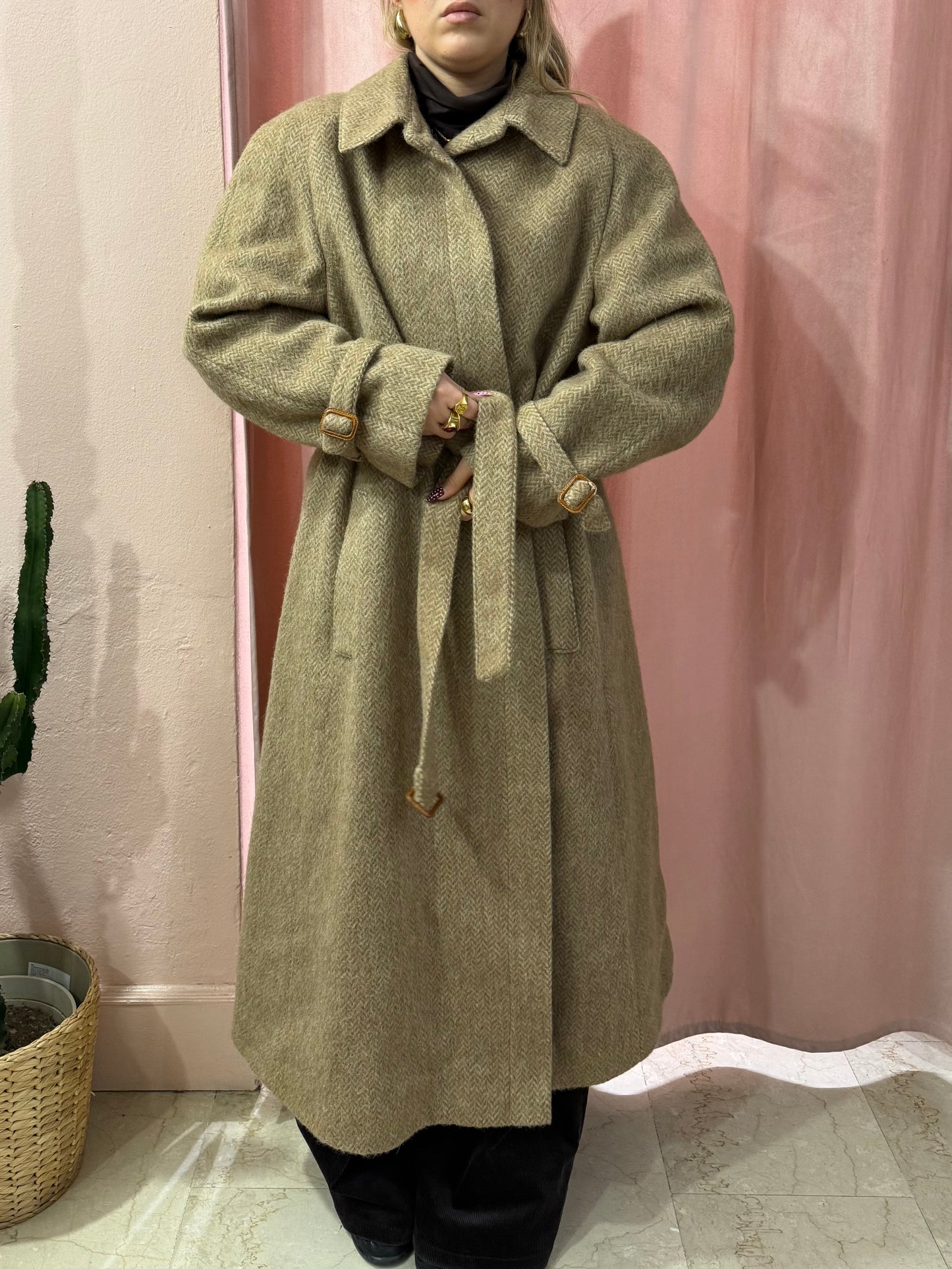 Cappotto vintage spigato in lana