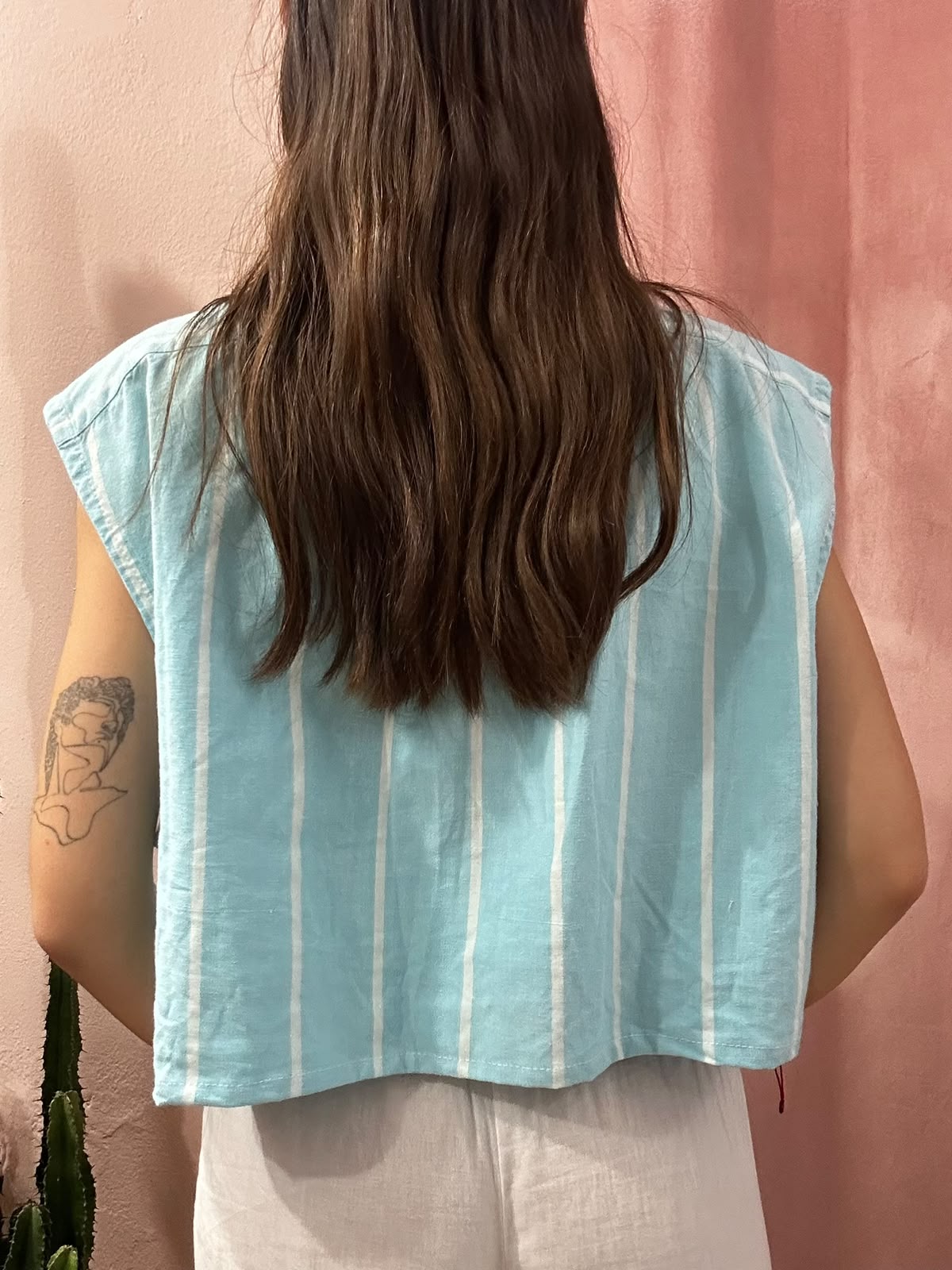 Camicia Ralph Lauren upcycling fiocco a righe azzurra