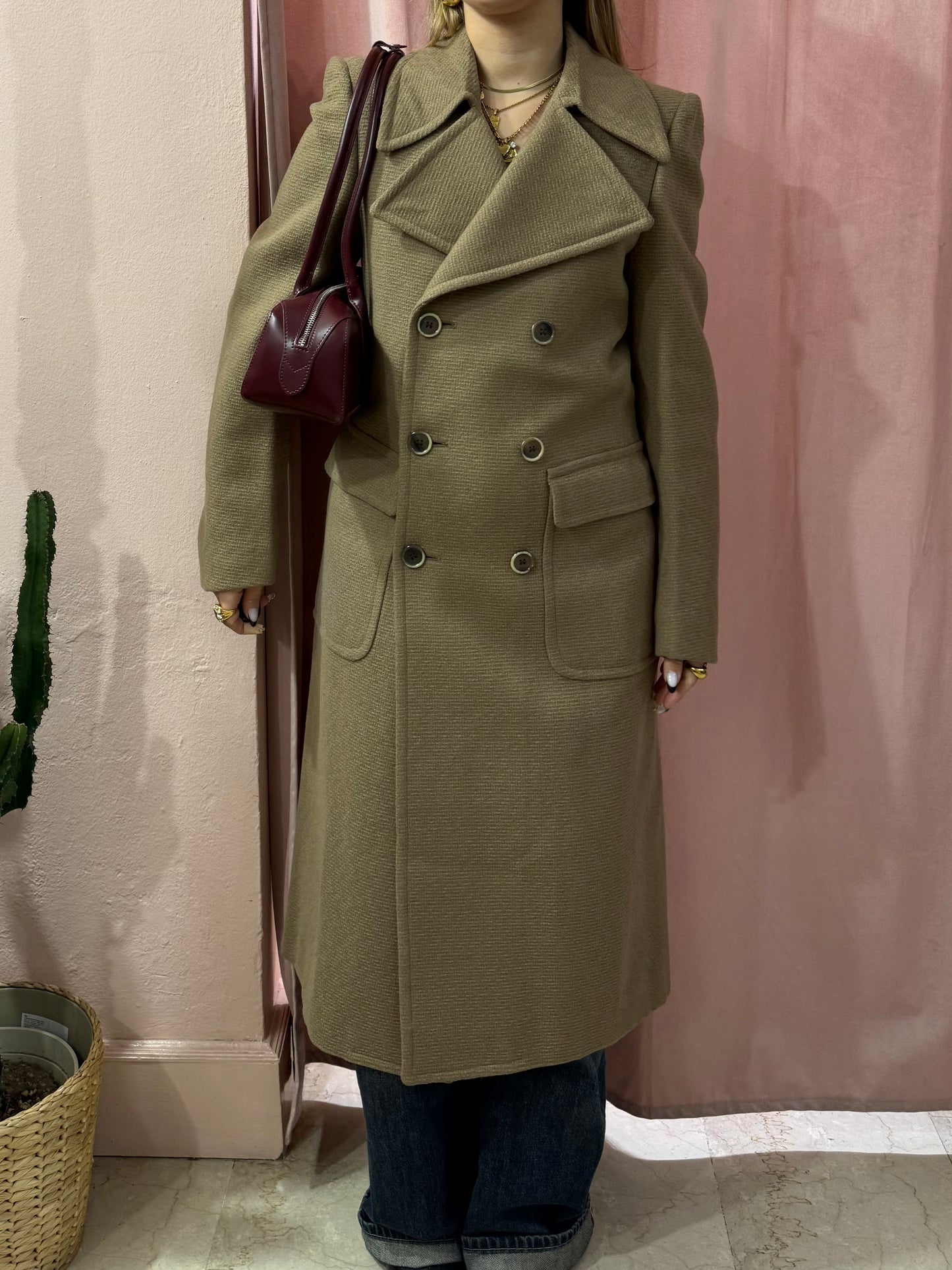 Cappotto maxi tortora in lana