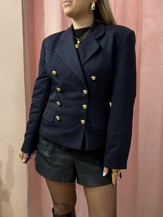Blazer blu notte bottoni dorati in lana