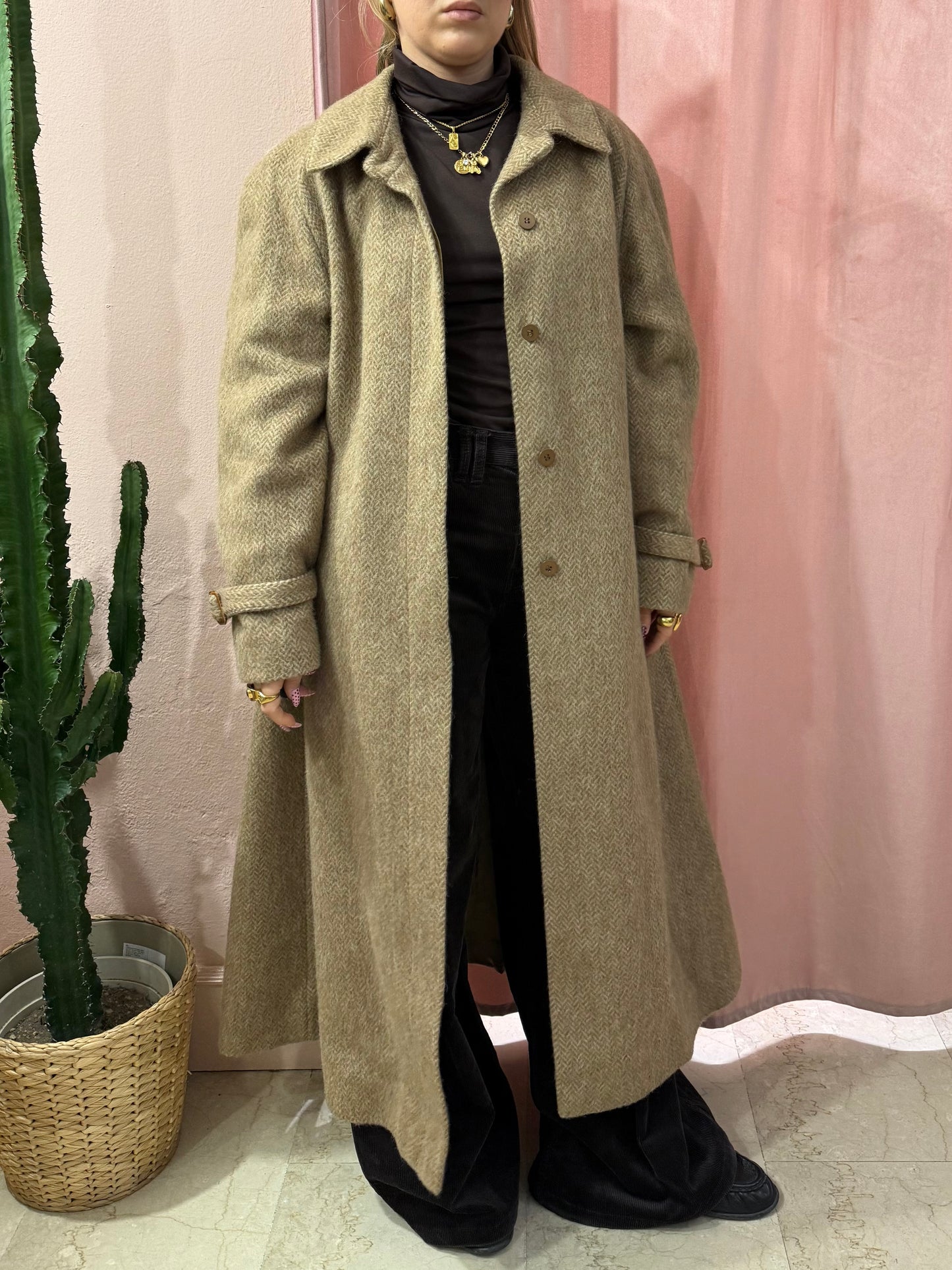 Cappotto vintage spigato in lana