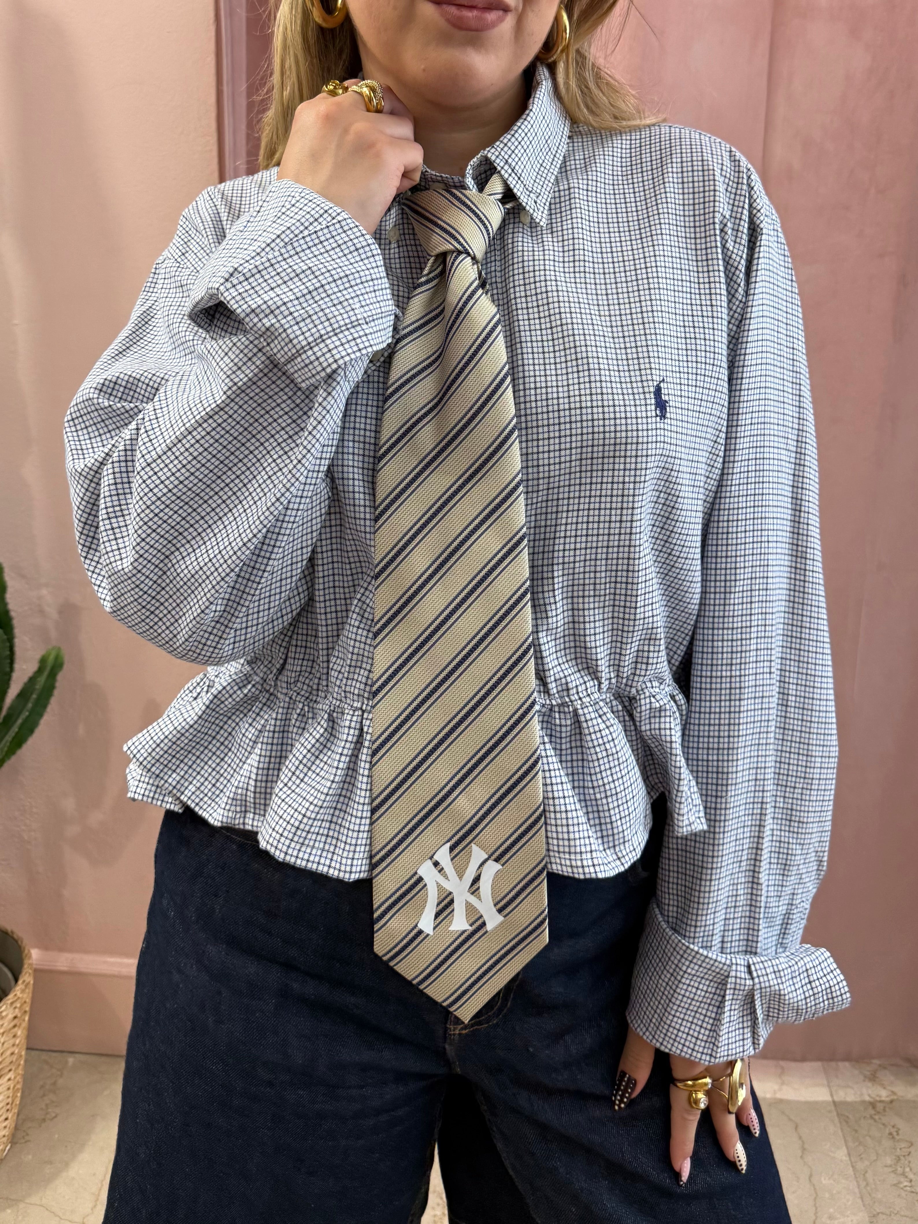 Camicia Ralph Lauren upcycling volant quadrettini