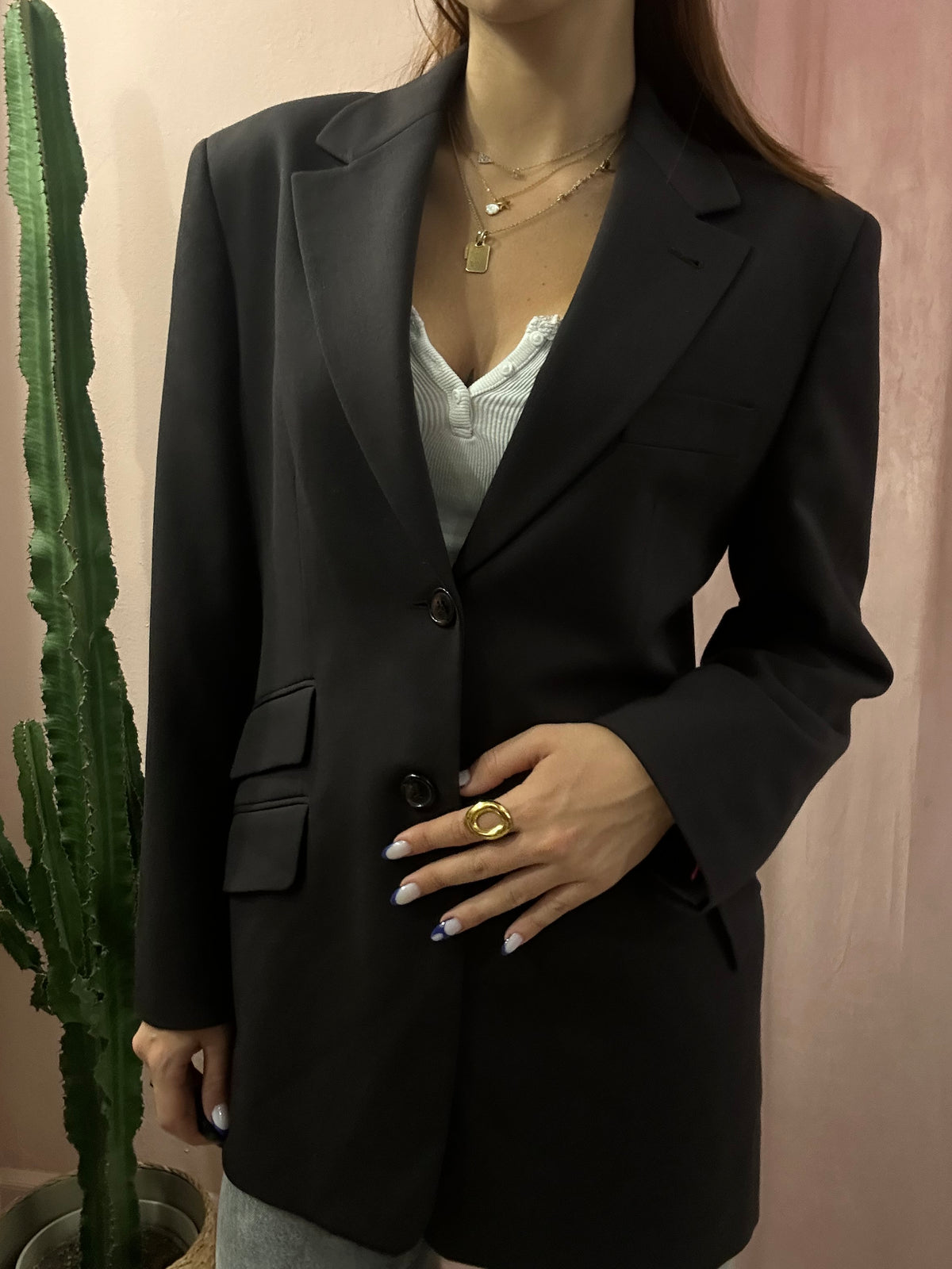 Blazer cioccolato monopetto