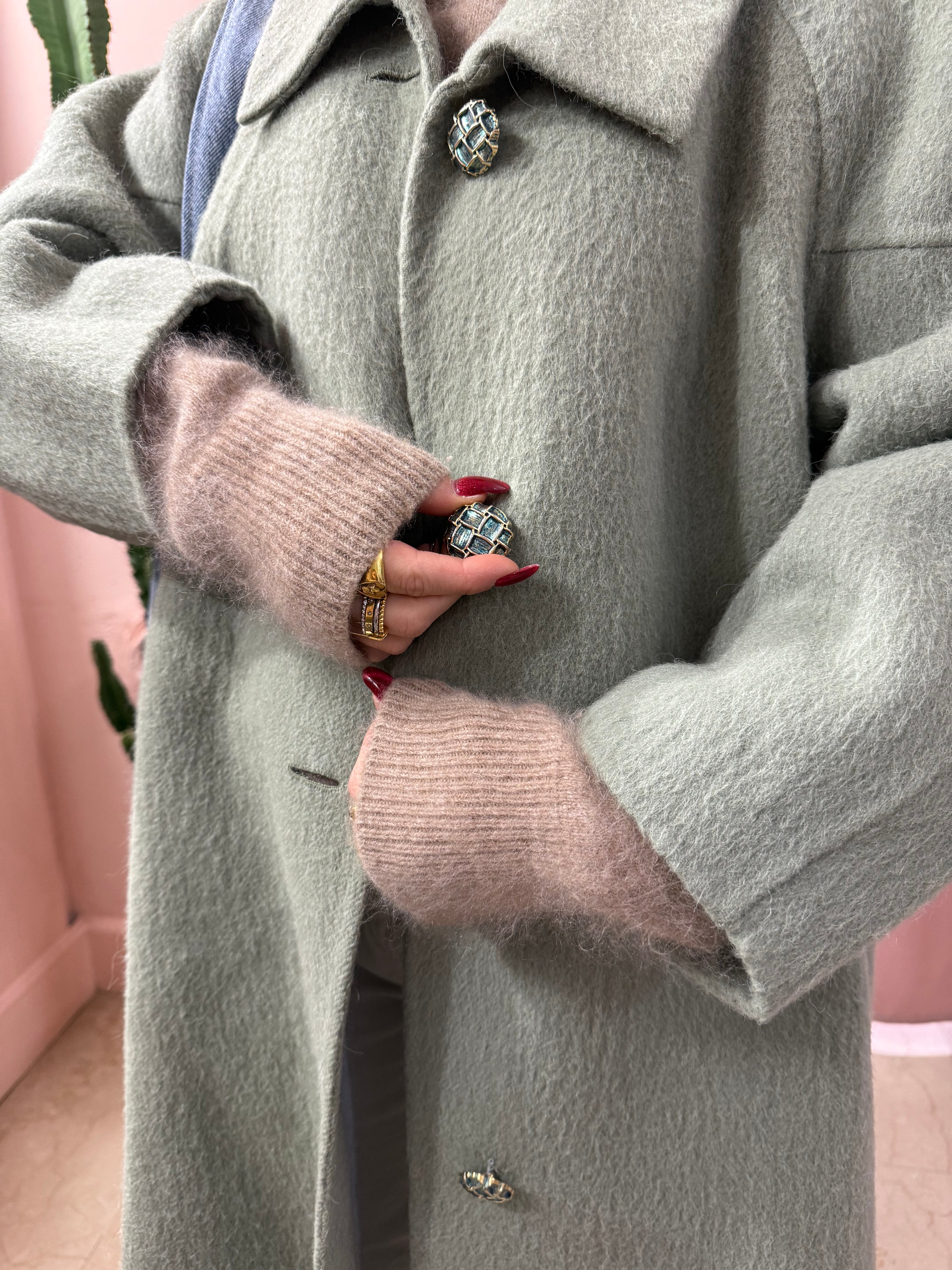 Cappotto vintage in lana salvia