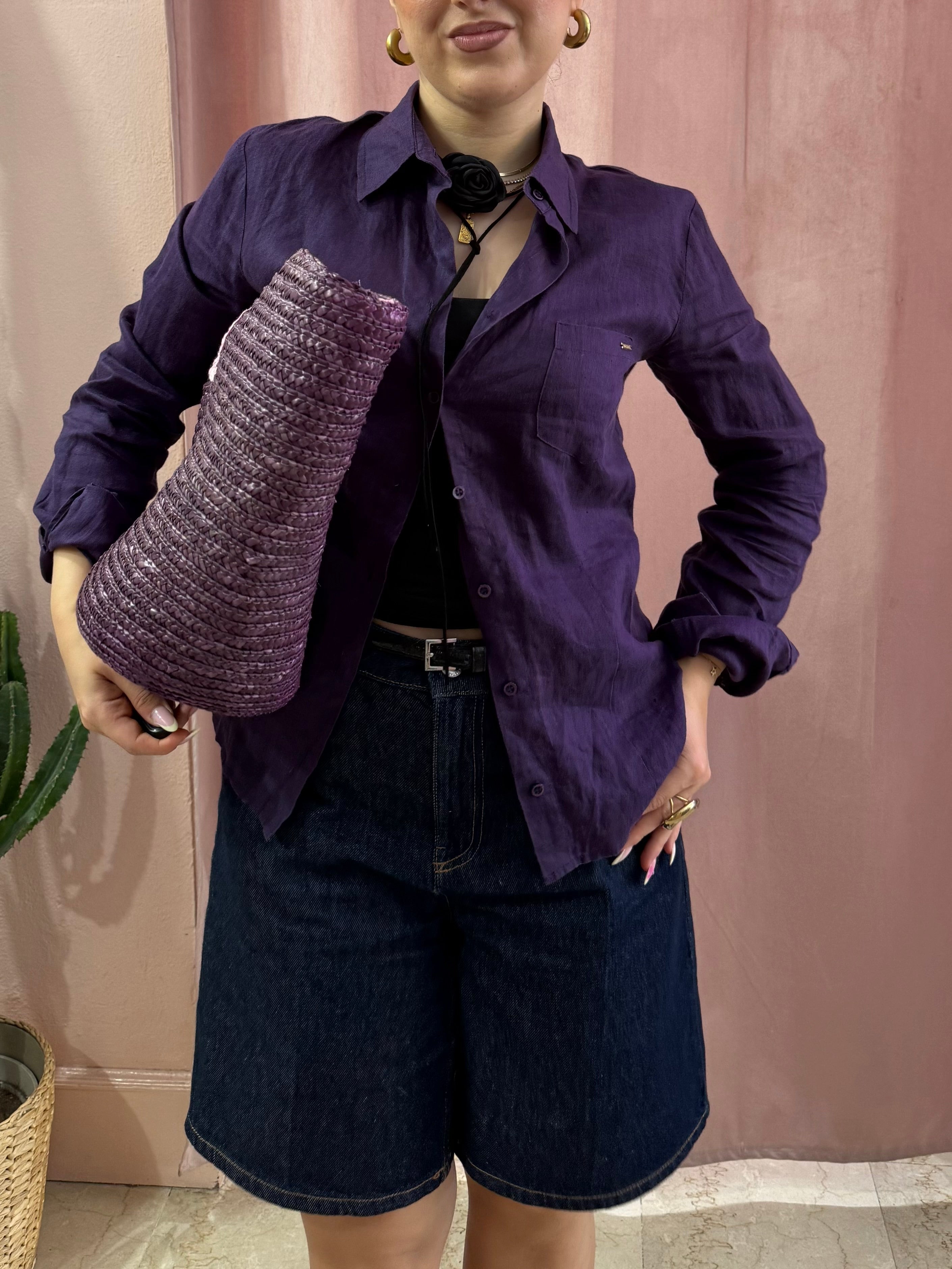 Camicia viola Max&co in puro lino