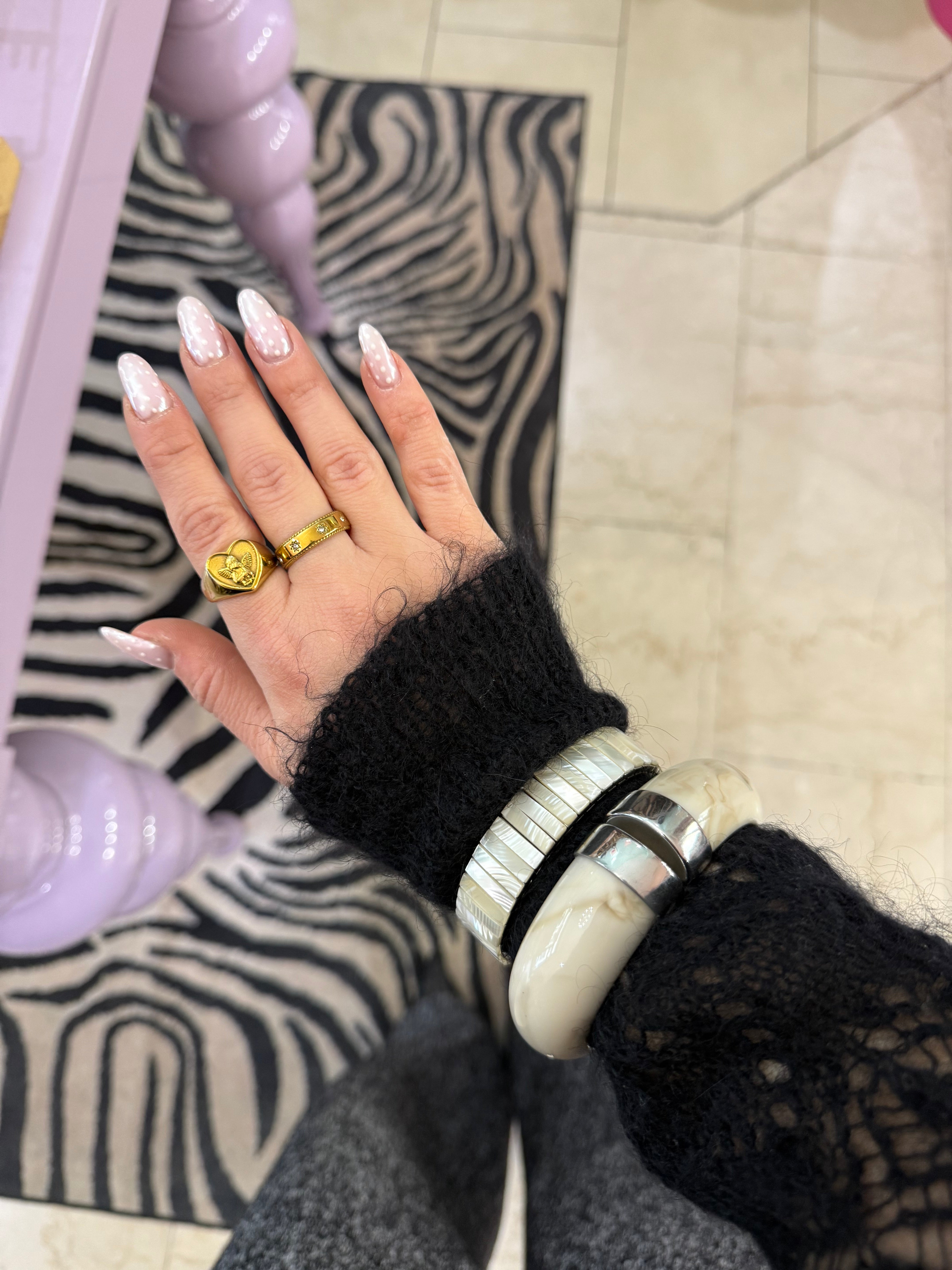 Bracciale vintage elastico in madreperla