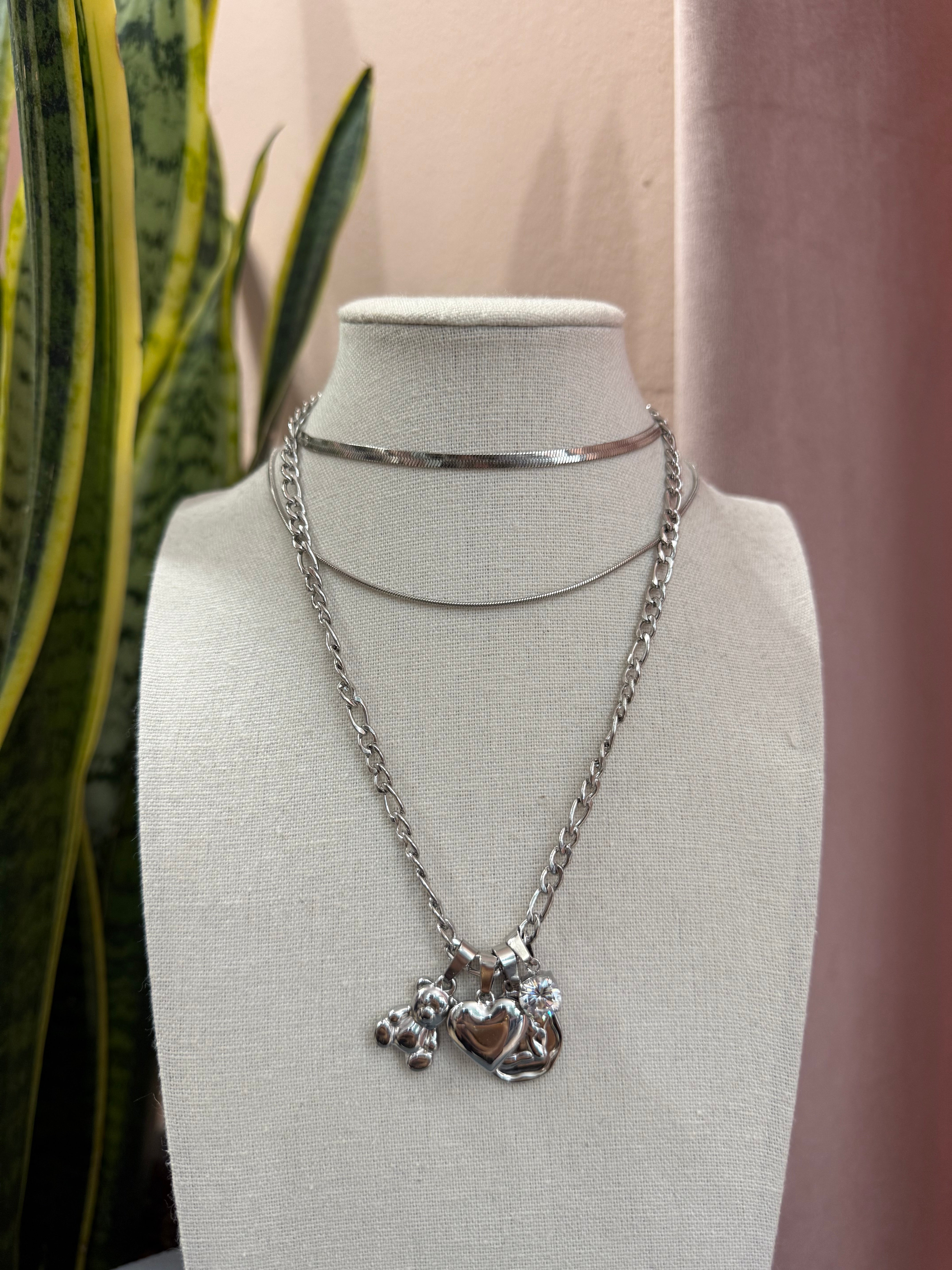 Collana multi charm cuore