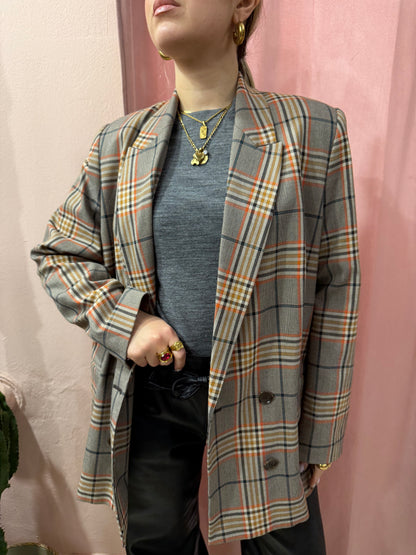 Blazer principe di Galles grigio e arancio