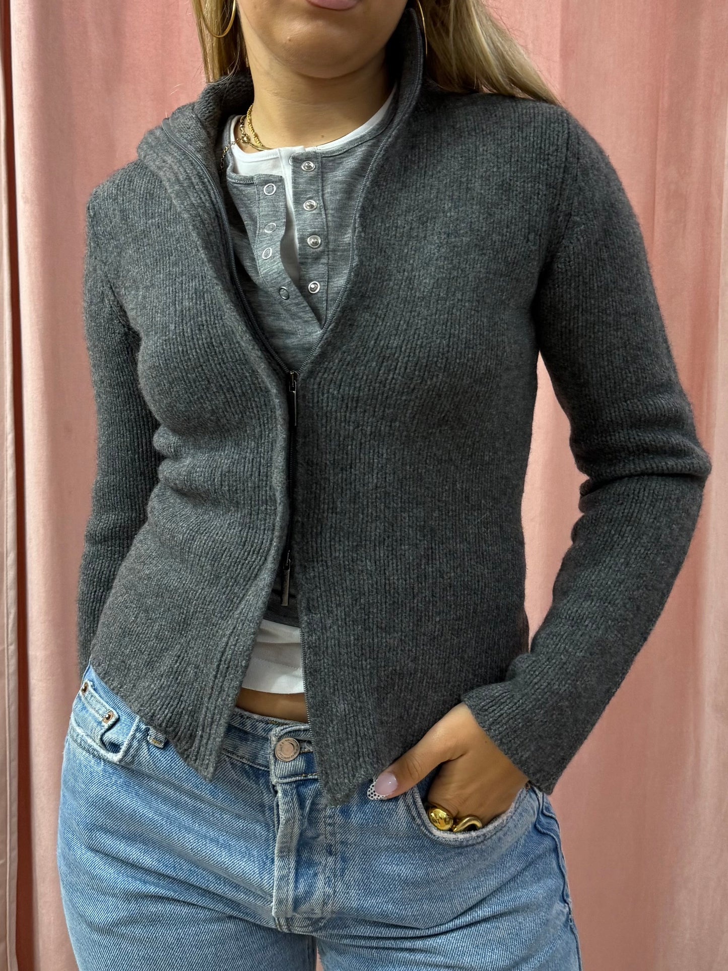 Maglione Max Mara con zip misto cashmere