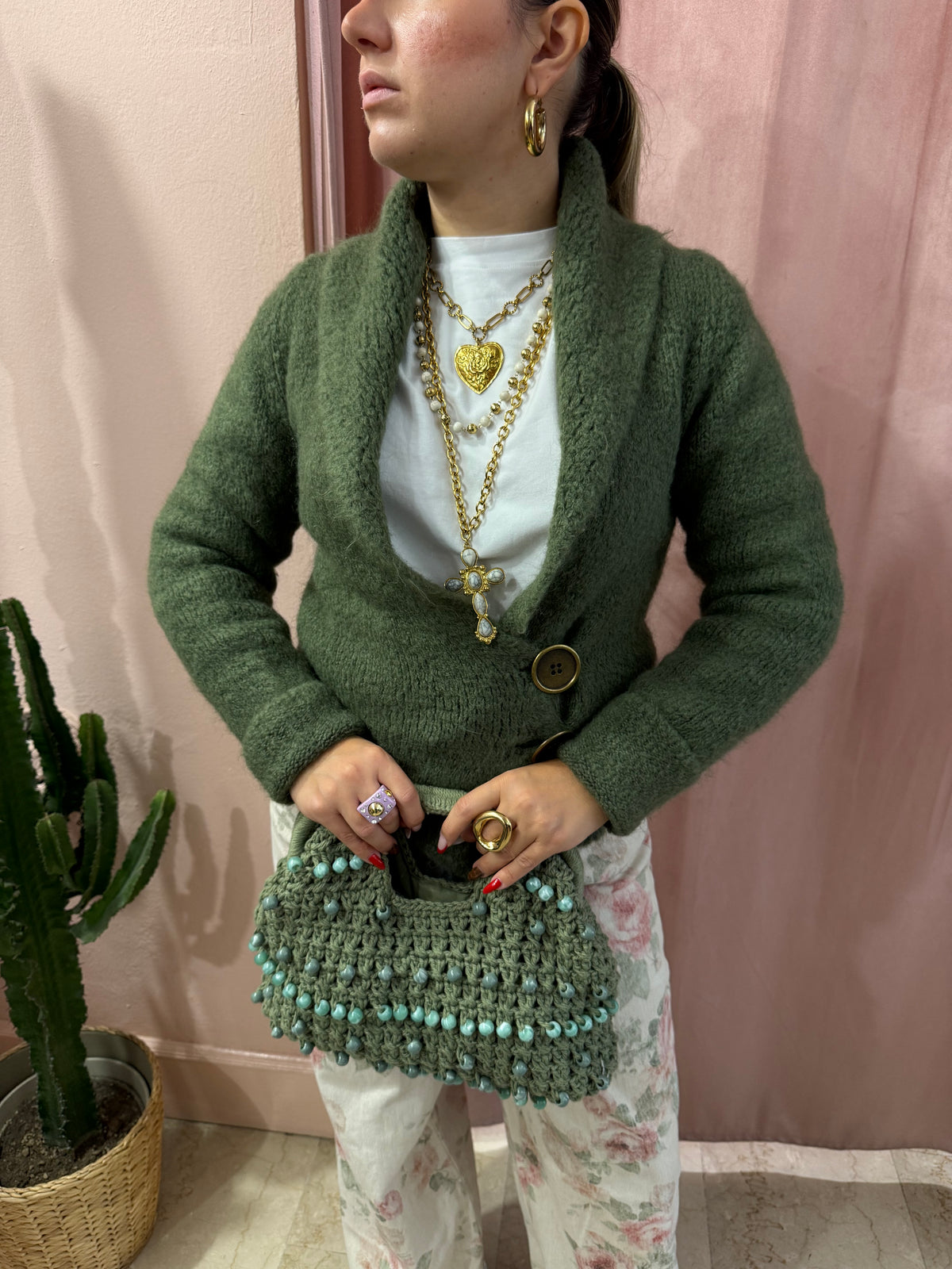 Cardigan verde militare
