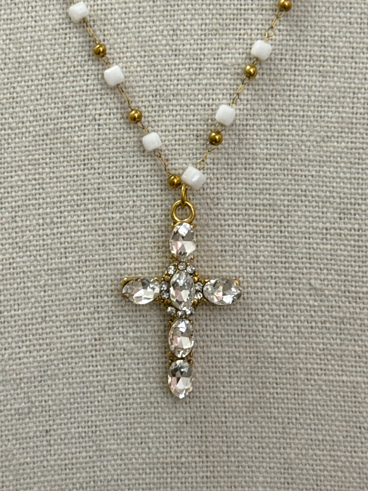 collana Rosario con croce zirconata