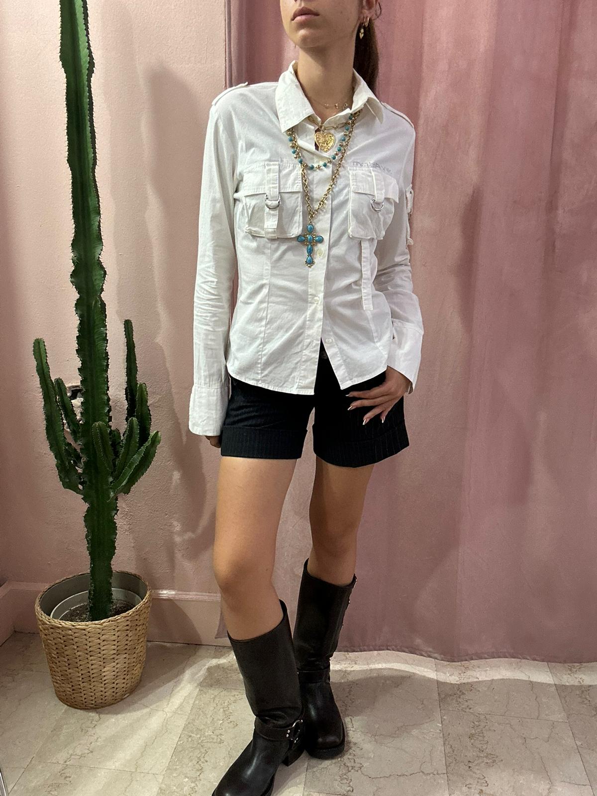 Shorts in lanetta gessato nero