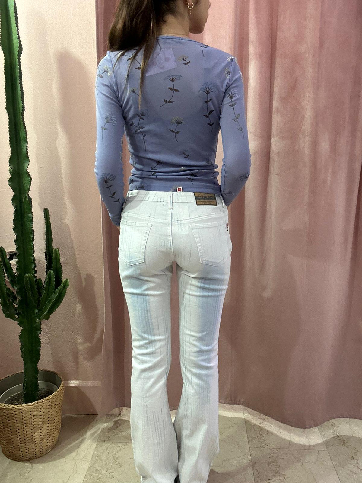 Jeans 00s bianco con sfumature azzurre