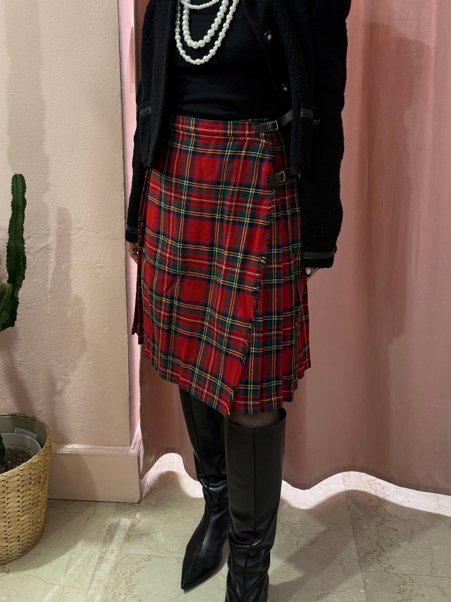 Gonna scozzese con fibbie