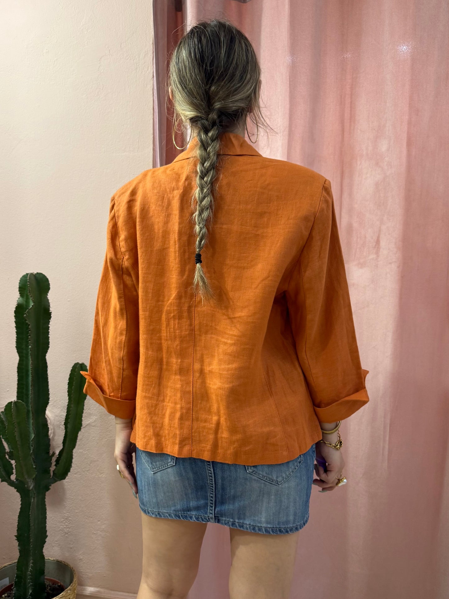 Blazer arancio in puro lino