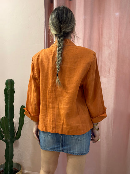 Blazer arancio in puro lino